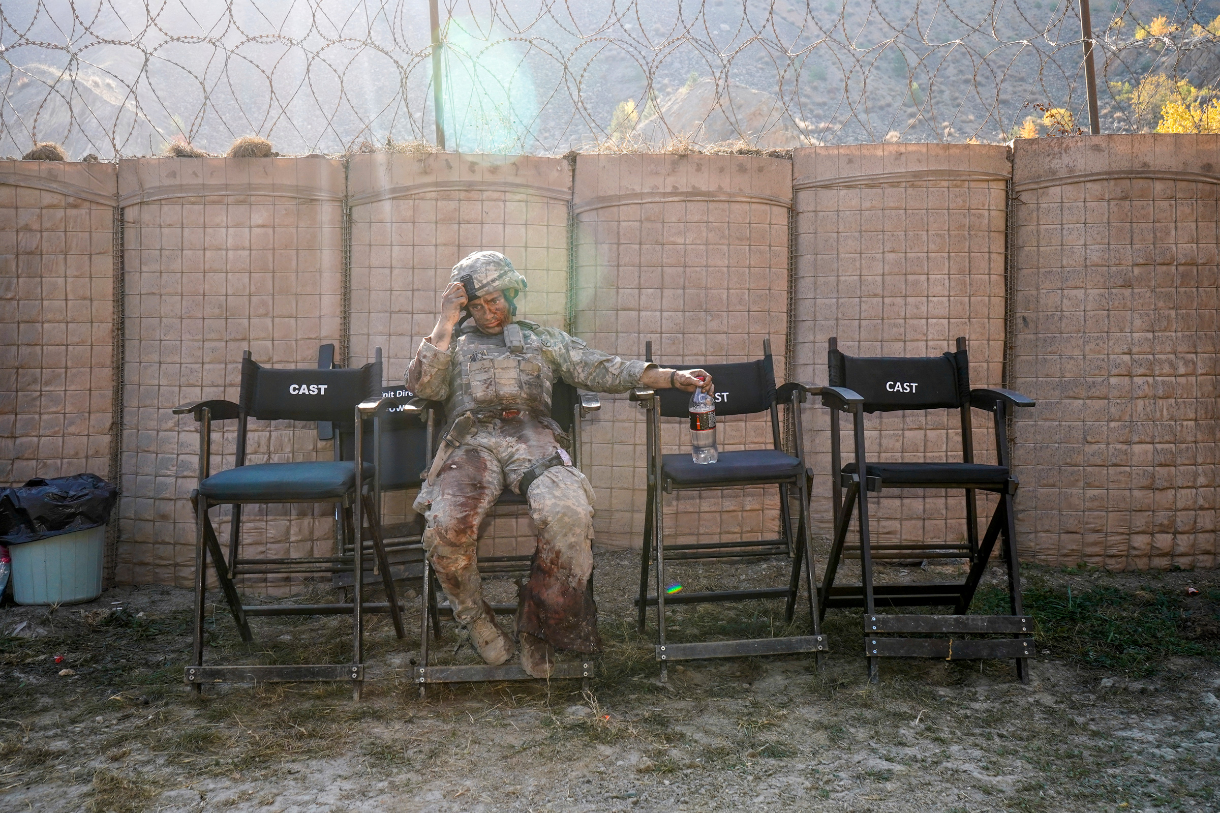On the set of the film The Outpost, based on the Battle of Kamdesh in eastern Afghanistan. Eight American soldiers died in the battle, and it’s estimated that hundreds of insurgents were killed. Sofia, Bulgaria, 2018. (Peter van Agtmael—Magnum Photos)