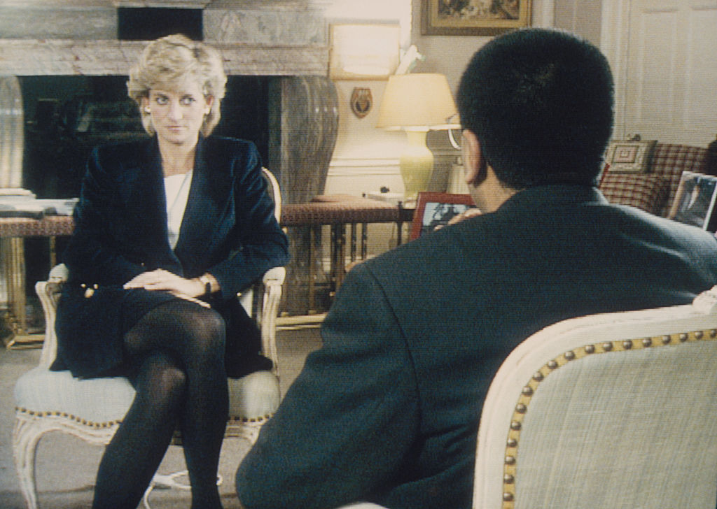 Martin Bashir interviews Princess Diana in Kensington Palace for the television program Panorama. (Pool Photograph/Corbis/Corbis—Getty Images)
