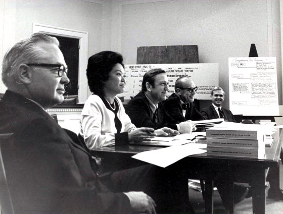 Patsy Takemoto Mink attending a subcommittee hearing/markup around 1971-1972.