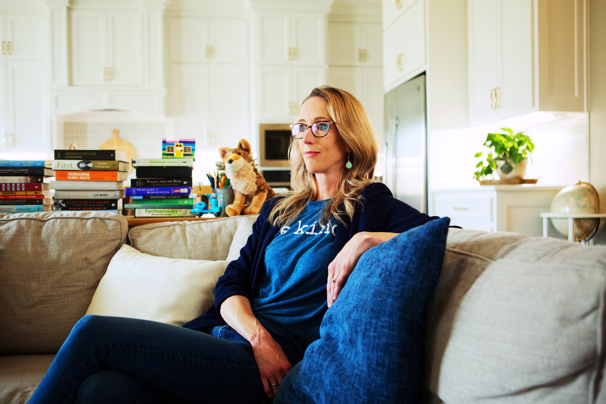 Emily Smith, who runs the Facebook page Friendly Neighbor Epidemiologist, in her home near Waco, Texas (Mary Kang for TIME)
