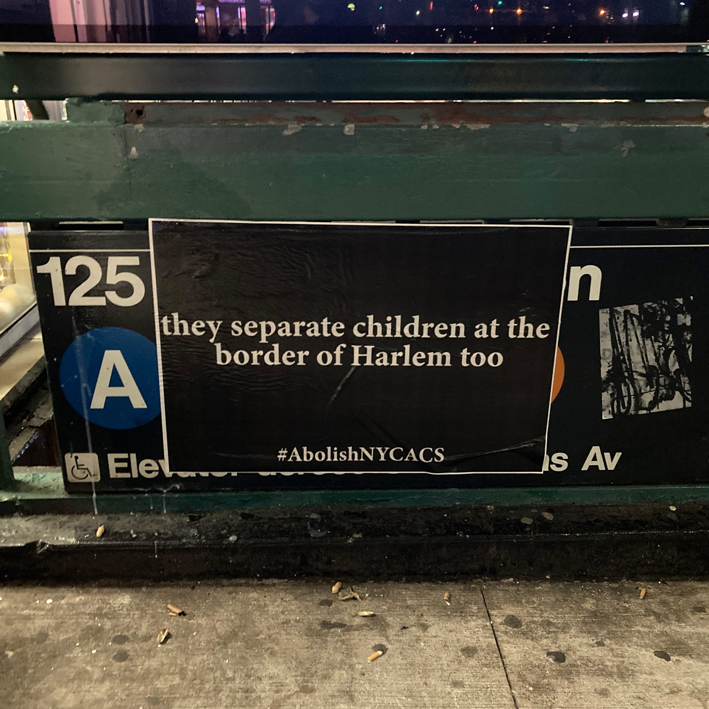 In December, parent activists in New York City began going out after dark to plaster up hundreds of posters that call out child protective services. (Courtesy Chris Gottlieb)