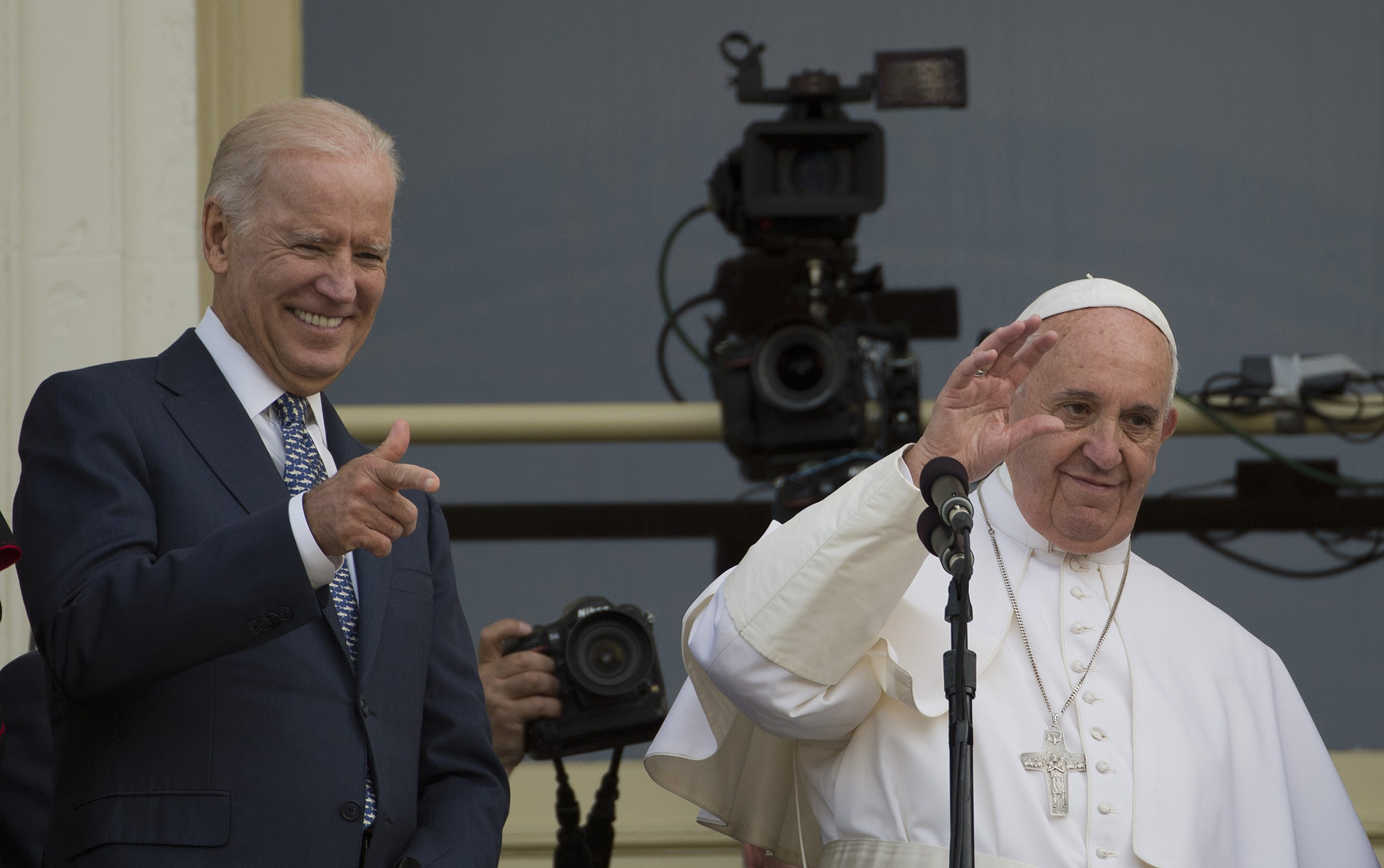 Biden with Pope Francis in Washington on Sept. 24, 2015, after the Pontiff’s address to a joint session of Congress (Andrew Caballero-Reynolds—AFP/Getty Images)