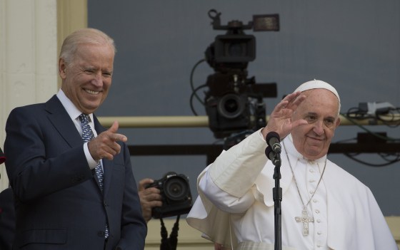 Biden with Pope Francis in Washington on Sept.Â 24, 2015, after the Pontiffâ€™s address to a joint session of Congress