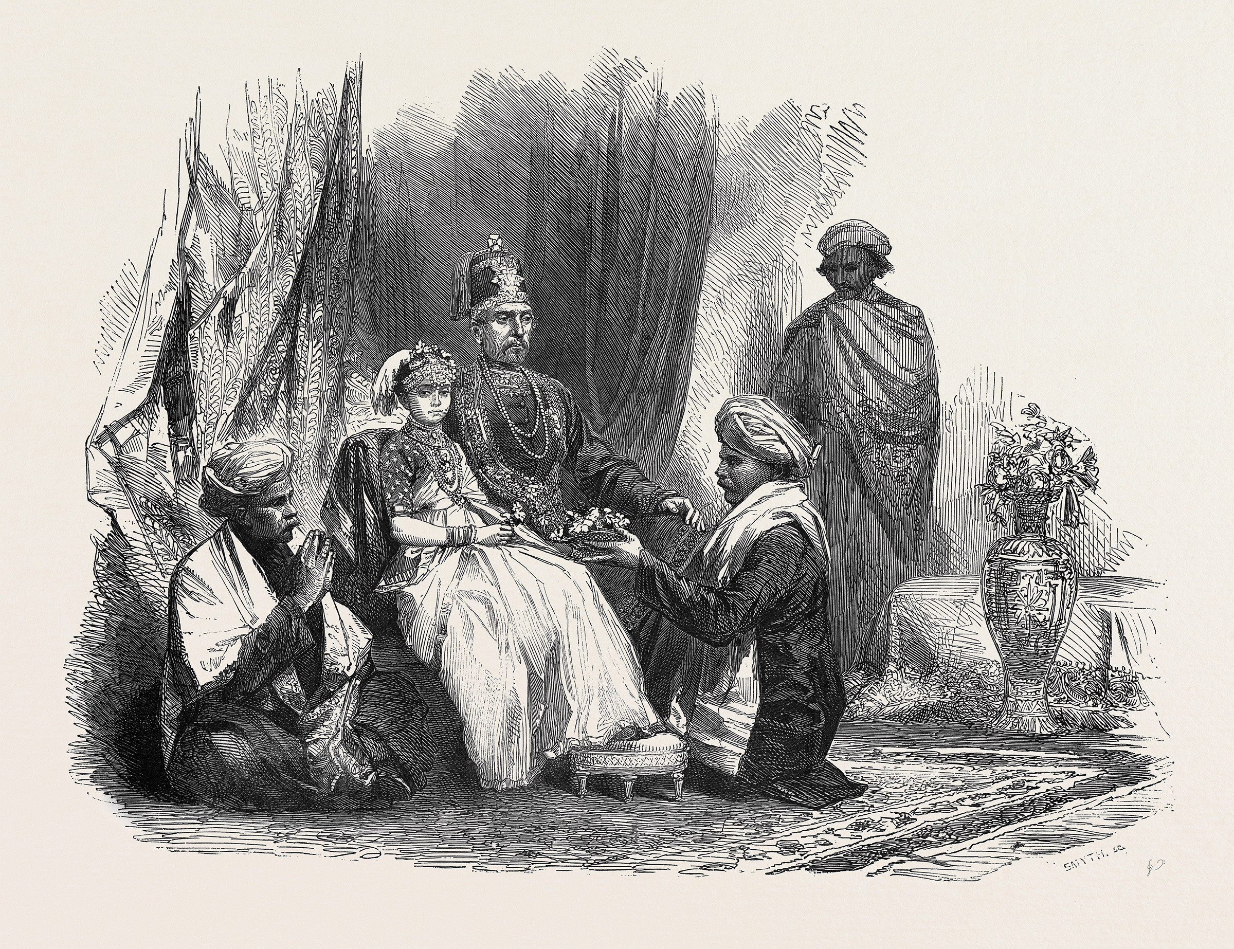 The Ex-Rajah Of Coorg, And His Daughter Princess Gouramma, And Suite, 1852