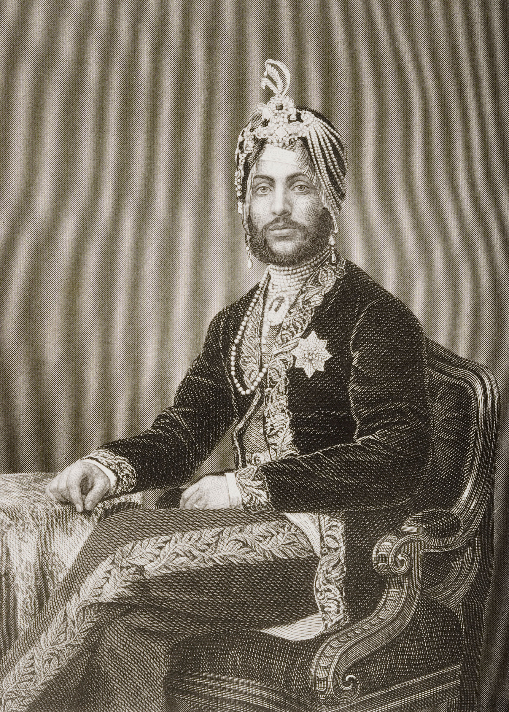 Duleep Singh, Maharajah of Lahore, 1837-1893. Engraved by D.J. Pound from a photograph by Mayall. From the book "The Drawing-Room Portrait Gallery of Eminent Personages" Published in London 1859.