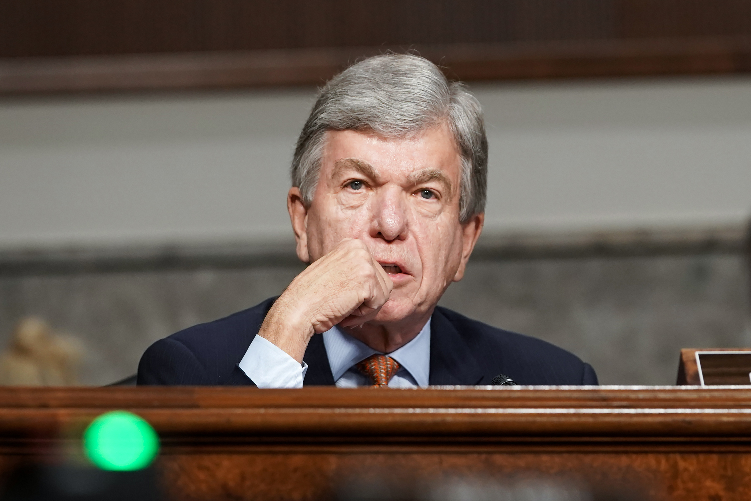 Senator Roy Blunt (R-MO) speaks during a Senate Committee hearing in Washington, D.C., on March 3, 2021.  (Greg Nash—The Hill/Bloomberg/Getty Images)