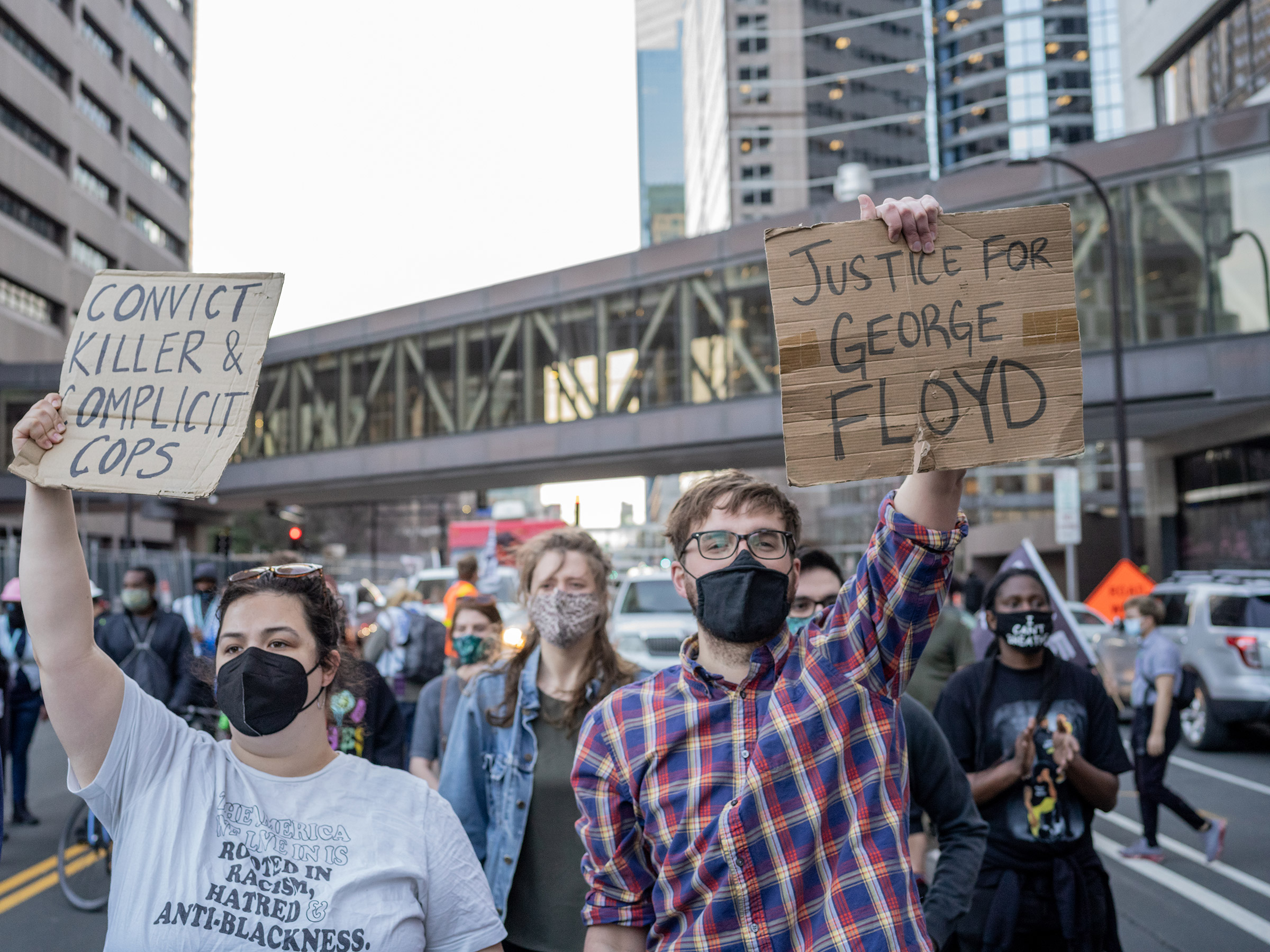Protesters march during the trial in Minneapolis. (Ruddy Roye for TIME)