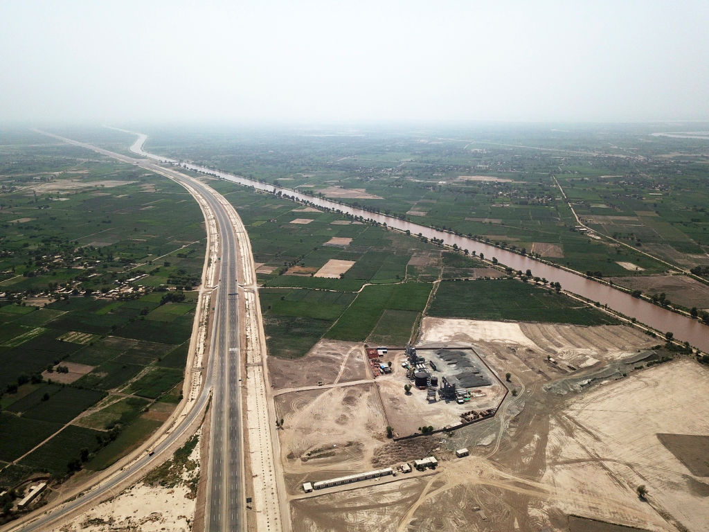 An aerial photo taken on Aug. 5, 2019 shows the Sukkur-Multan Motorway in central Pakistan, built as part of the China-Pakistan Economic Corridor (CPEC) (Ahmad Kamal/Xinhua via Getty Images)