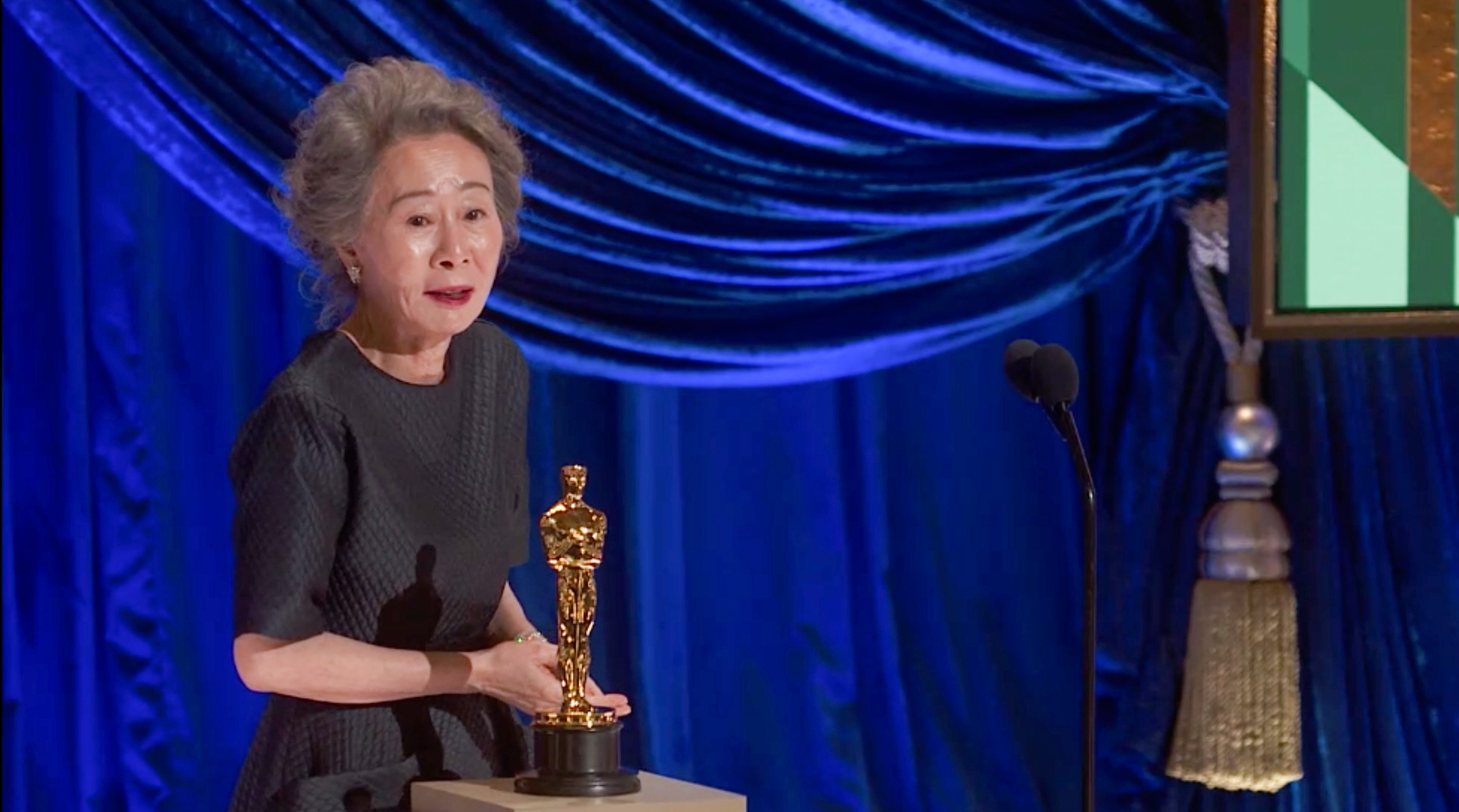 Yuh-Jung Youn accepting the Oscar for Best Supporting Actress for 'Minari' (ABC via Getty Images—2021 American Broadcasting Companies, Inc.)