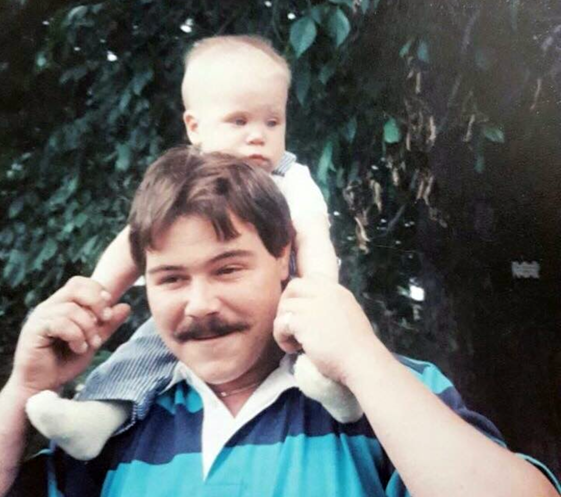 Billy, a few months old, with his father Barry. (Courtesy of Kristina Barboza)
