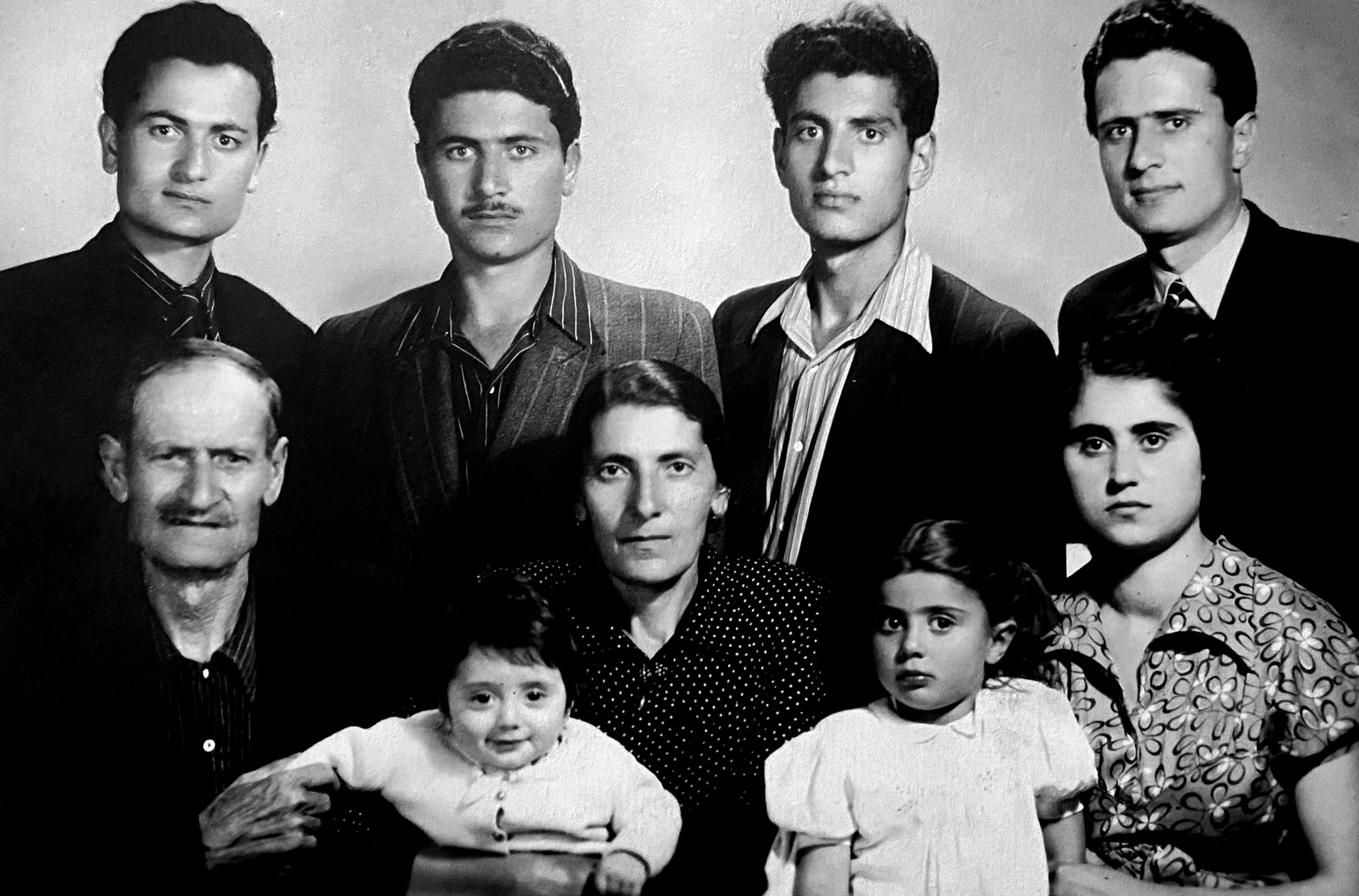 Simon Maghakyan’s paternal family in 1955, all gone now. On the left, holding Maghakyan’s baby father, are his great-grandparents who had survived the Armenian Genocide in Urfa (modern Turkey). (Courtesy Simon Maghakyan)