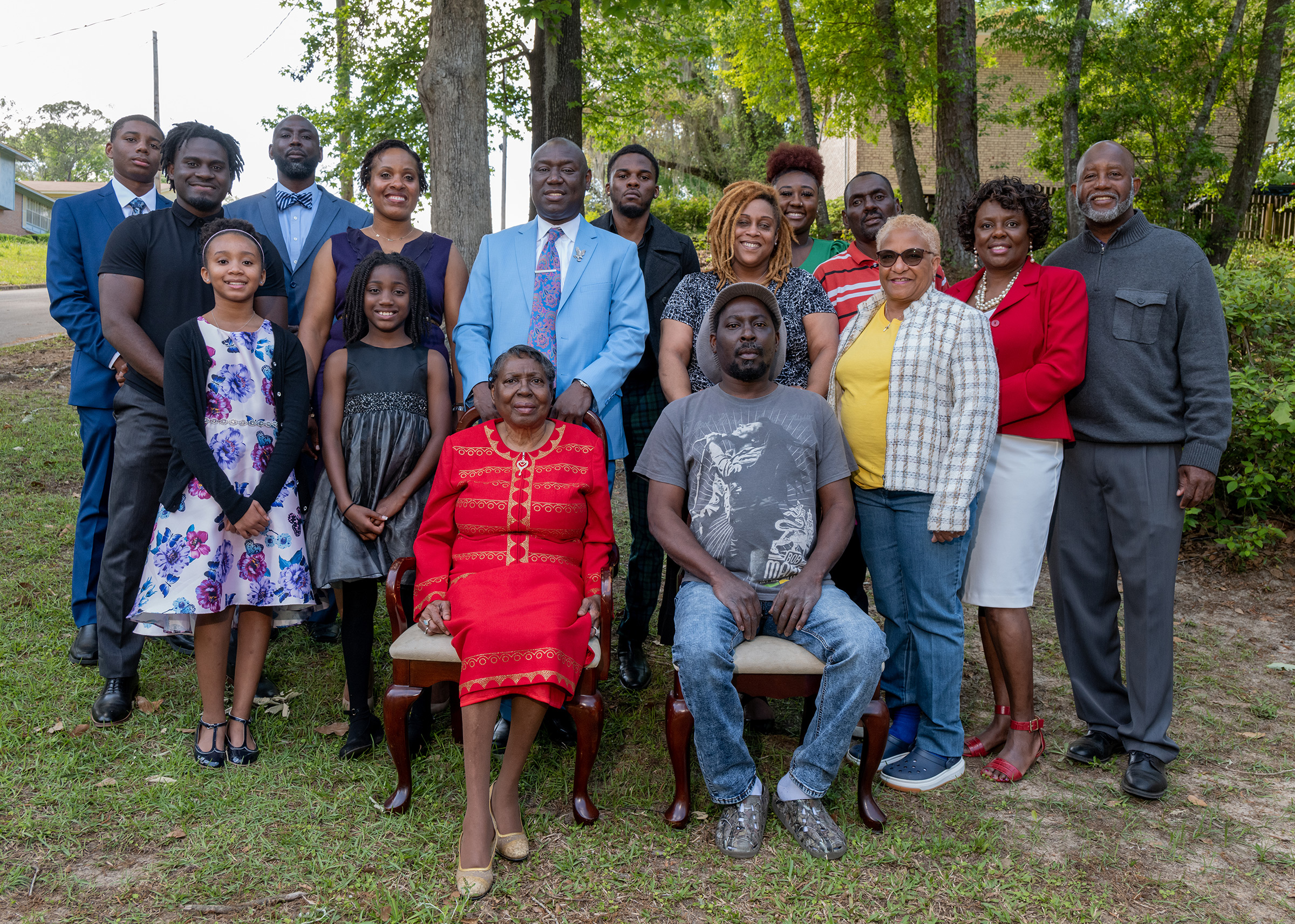 Crump stands behind his mother as the family poses for a photo on Easter Sunday, in Tallahassee, Fla., on April 4. (Ruddy Roye for TIME)