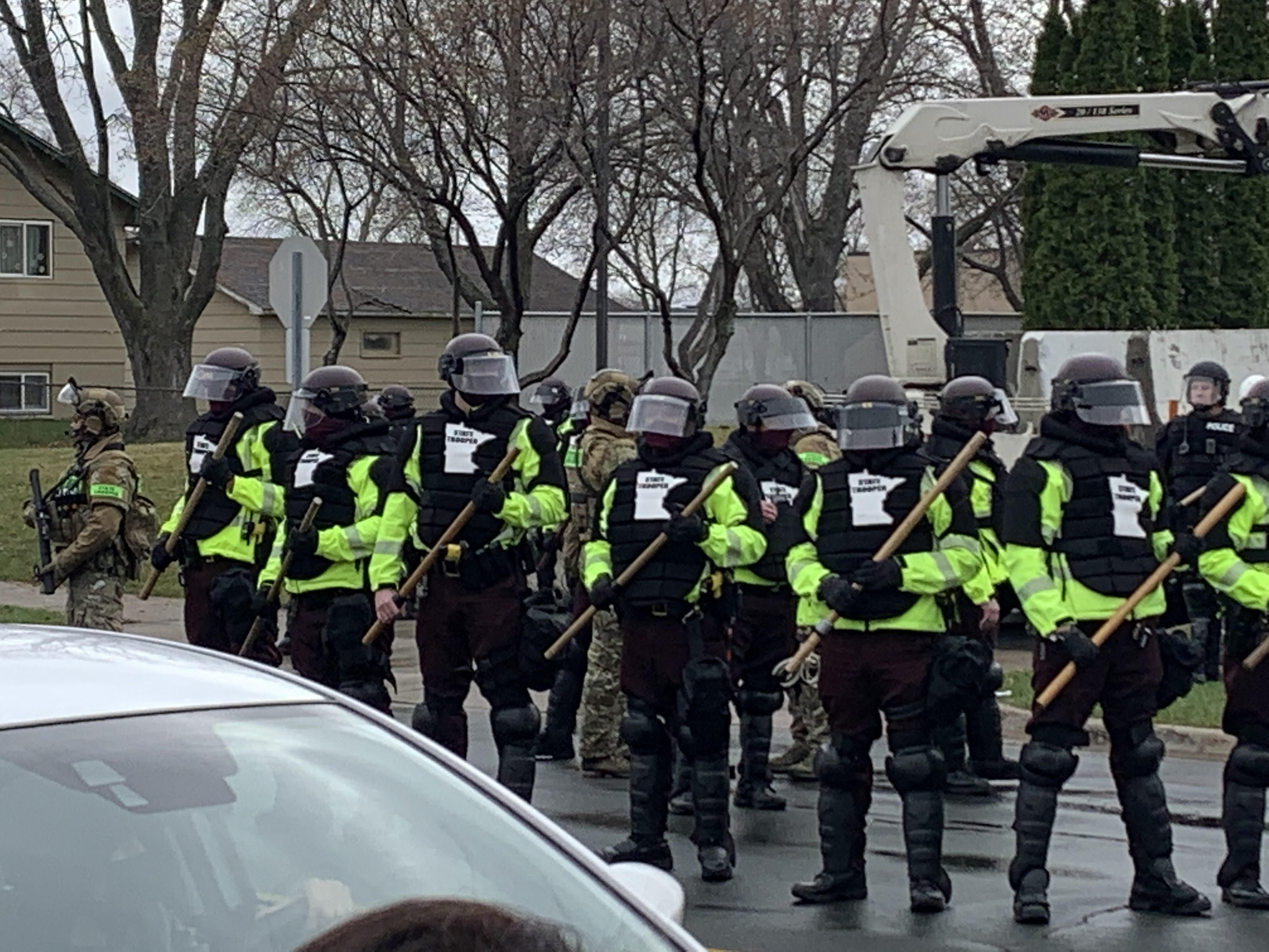 Minnesota state troopers deployed to Brooklyn Center, Minn. on April 12 (Janell Ross)