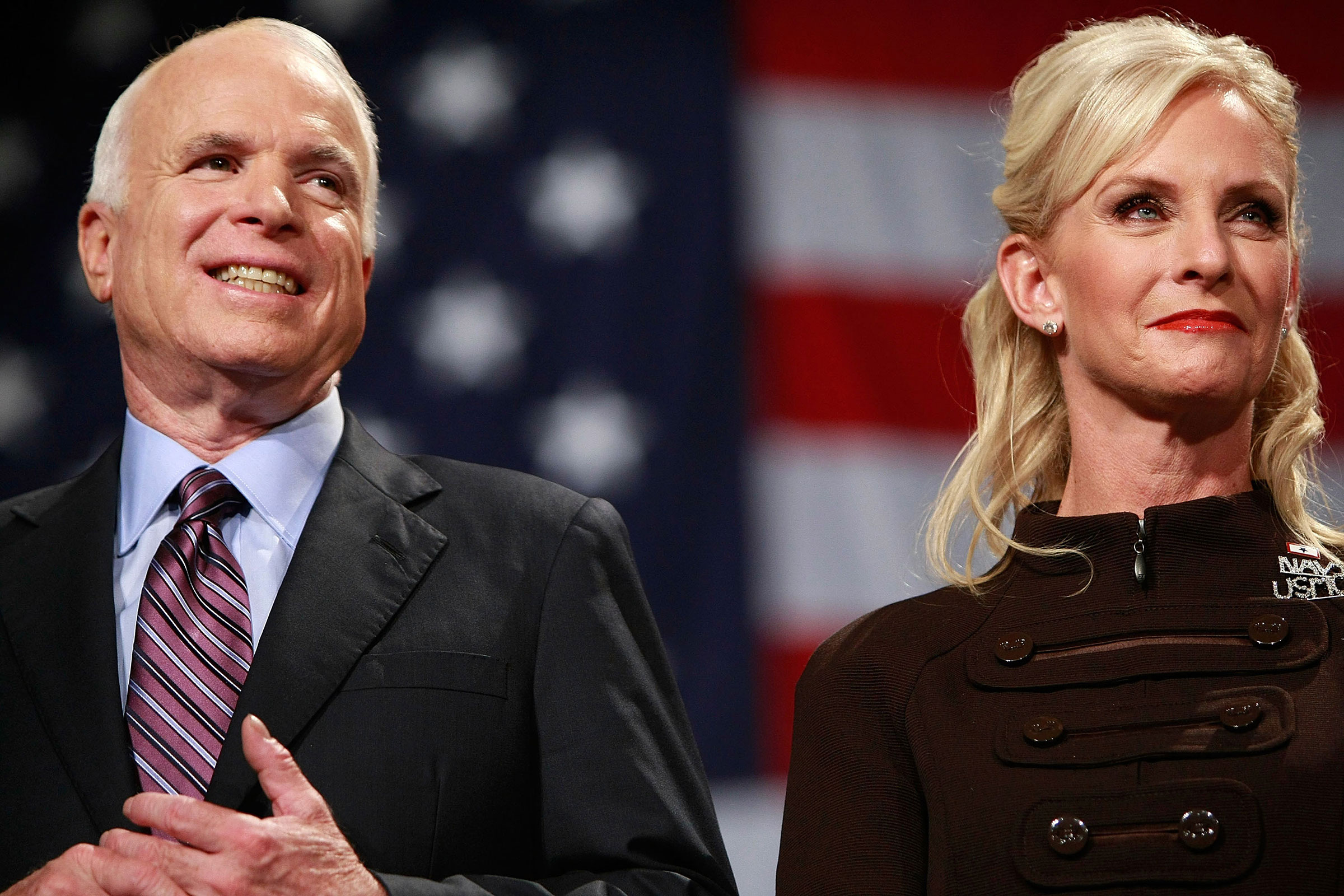 Then Republican presidential nominee Sen. John McCain and his wife Cindy McCain attend a rally in Thorndale, Pa. on Oc.t 16, 2008. (Chip Somodevilla—Getty Images)