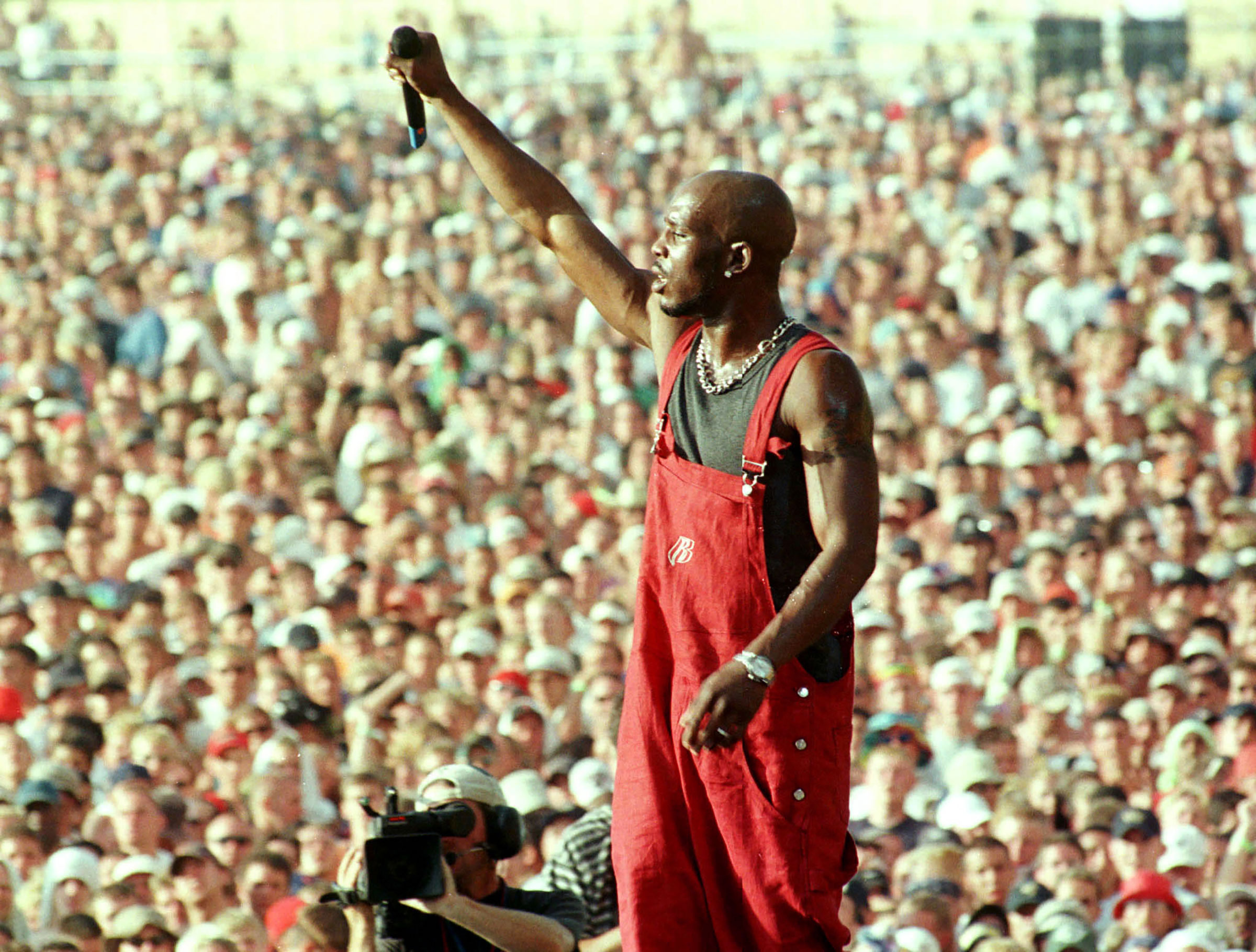 DMX performs on the main stage at the Woodstock music and arts festival in Rome, July 23, 1999. (Joe Traver—Redux)