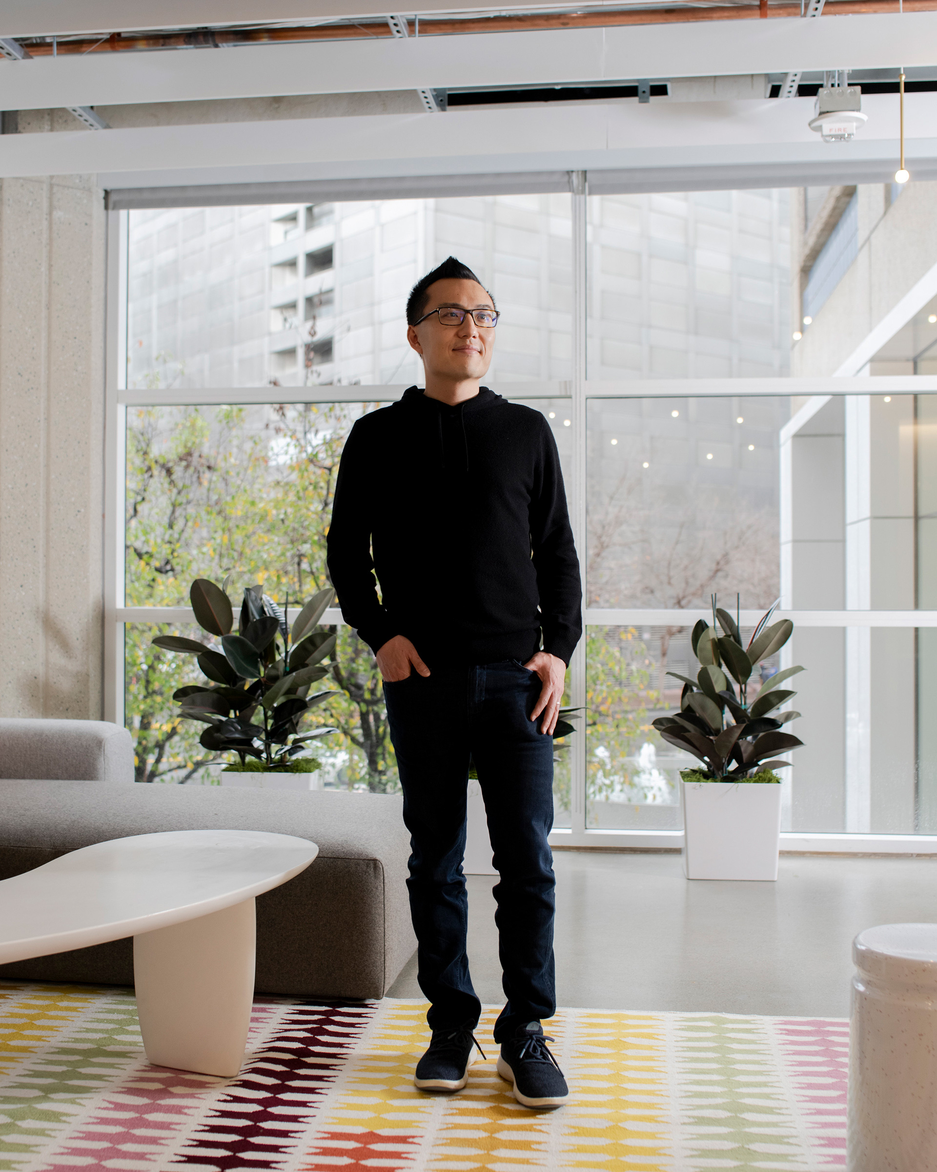 DoorDash CEO Tony Xu at the company's headquarters in San Francisco on Jan. 16, 2020. (Jim Mcauley—The New York Times/Redux)