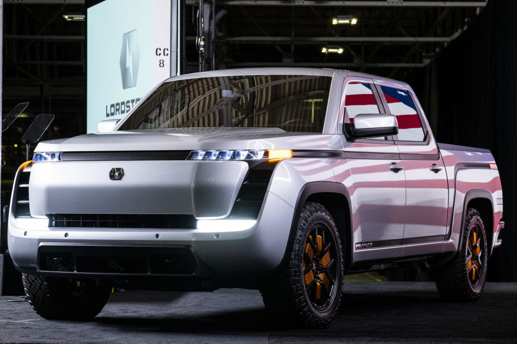 The Lordstown Motors Corp. Endurance electric pickup truck is displayed during an unveiling event in Lordstown, Ohio, U.S., on Thursday, June 25, 2020. (Matthew Hatcher—Bloomberg/Getty Images)