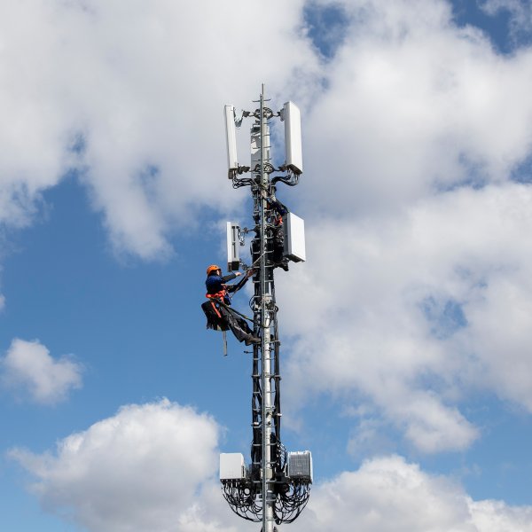An installation of a 5G antenna in Bern, Switzerland on Mar. 26, 2019.