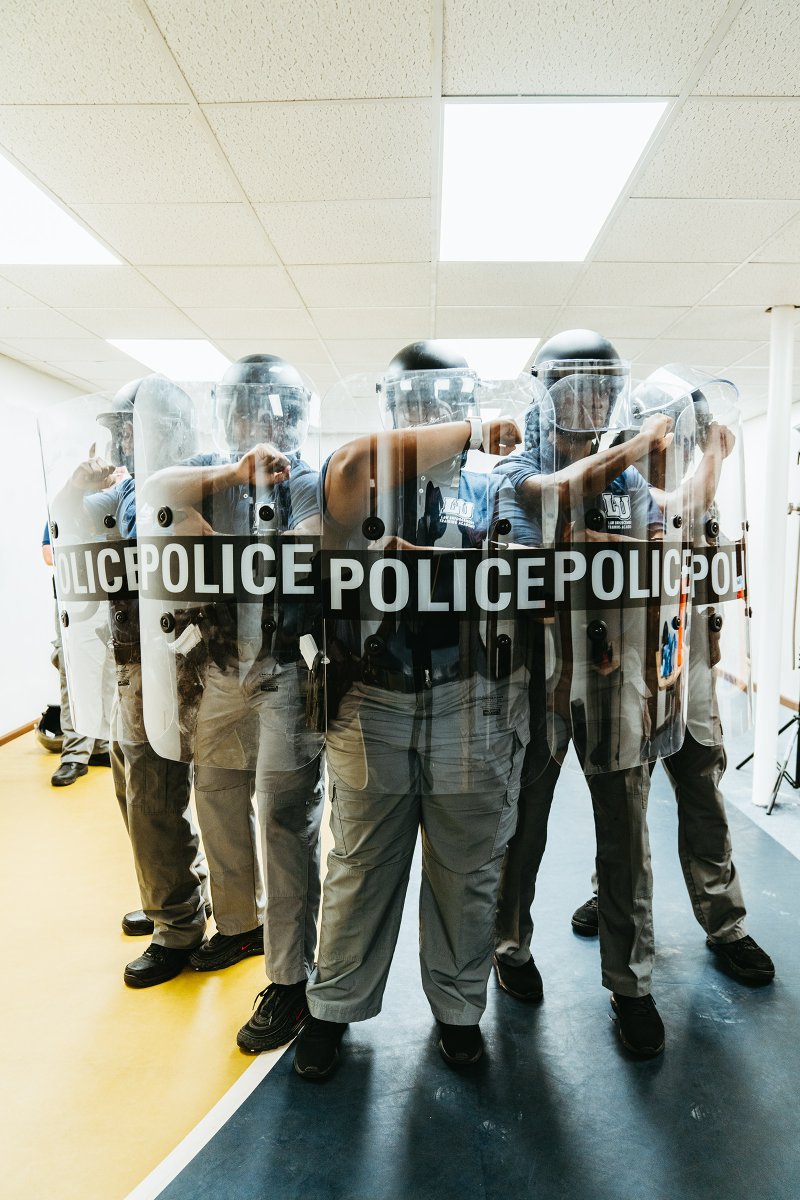 Students in tactical training at the Lincoln University Police Academy in Jefferson City, Mo., on March 12