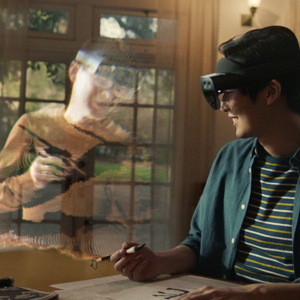 A still from Microsoft Mesh, a new mixed-reality platform powered by Azure that allows people in different physical locations to join collaborative and shared holographic experiences on many kinds of devices.