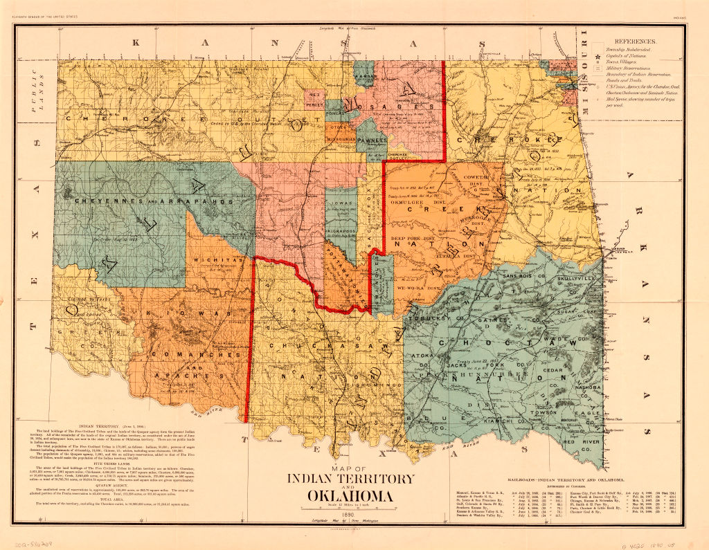 Map of Indian Territory and Oklahoma, U.S. Bureau of the Census, 1890