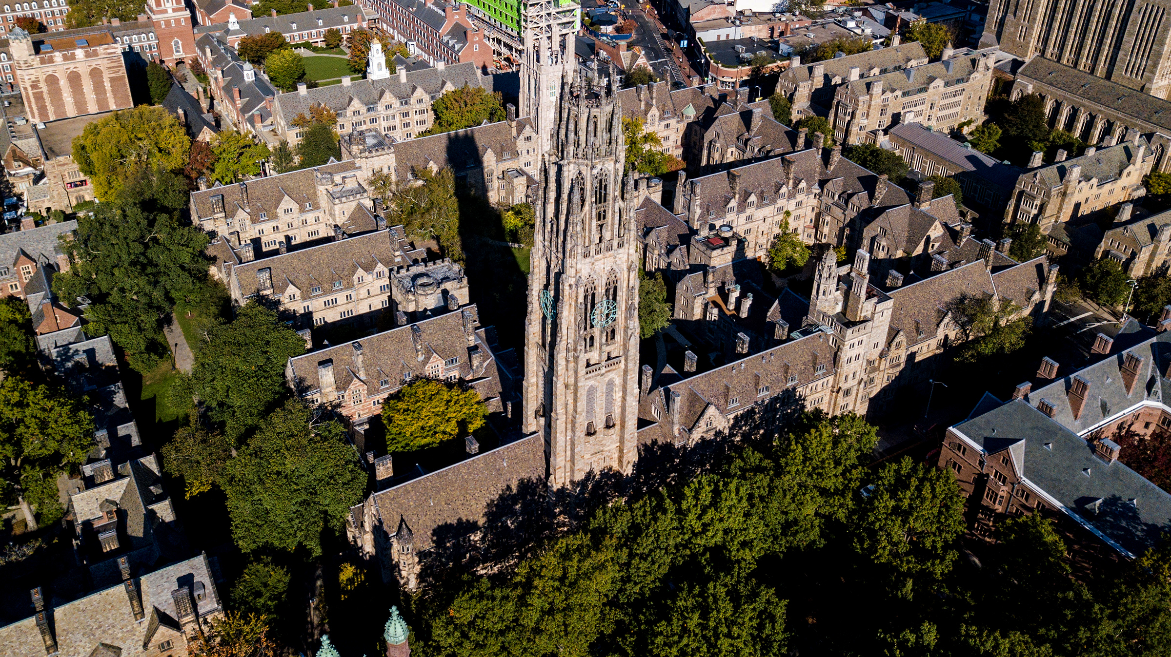 An aerial view of the Yale University Campus in New Haven, Connecticut. (Allen Brown—Alamy)