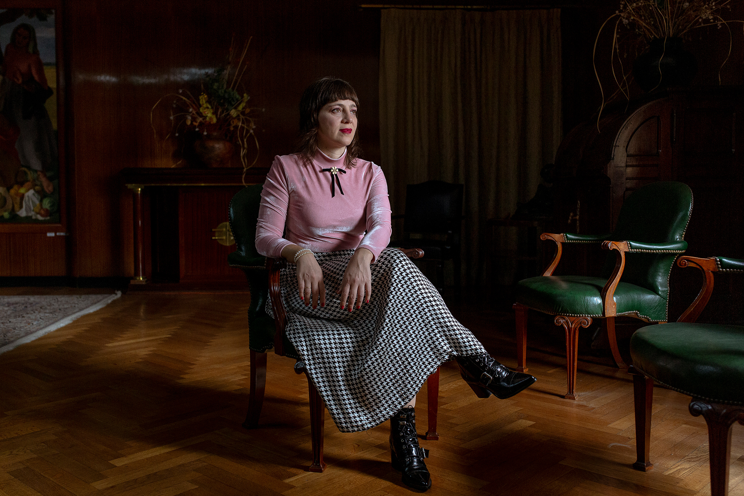 Mercedes D'Alessandro, National Director of Economy and Gender, sits for a portrait in the Ministry of Economy building in Buenos Aires on April 17.