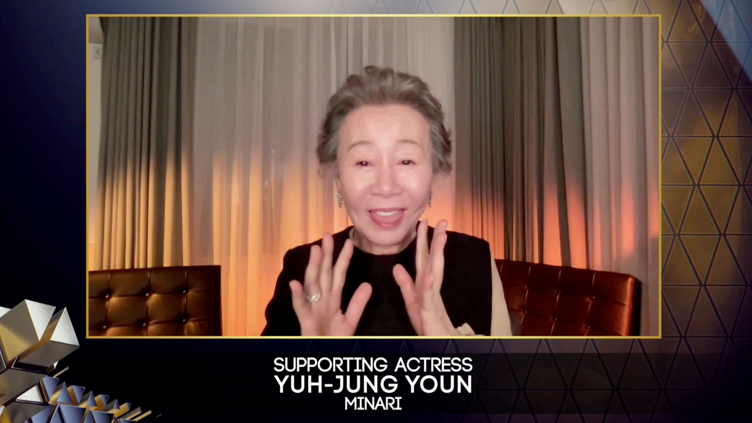 Yuh-Jung Youn wins Supporting Actress at the BAFTAs on April 11.