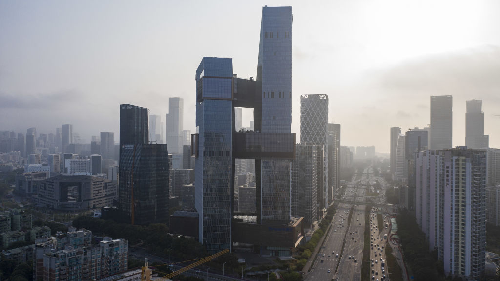 The Tencent Holdings Ltd. headquarters, center, in Shenzhen, China, on Saturday, March 20, 2021. (Qilai Shen/Bloomberg via Getty Images)