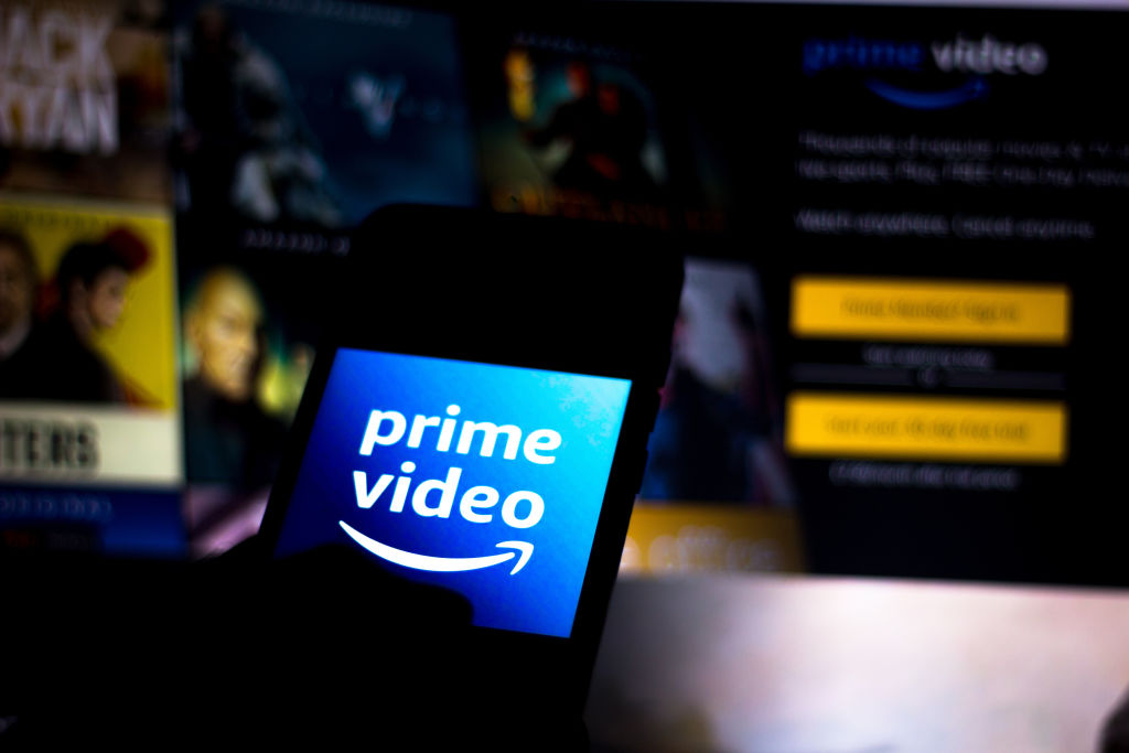 The Amazon Prime Video logo is seen displayed on a smartphone