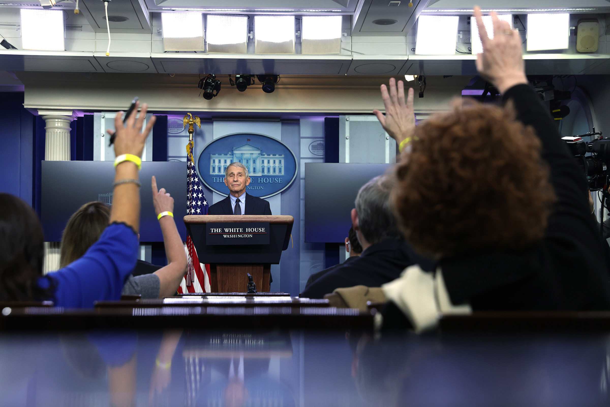 Fauci during a White House press briefing on Jan. 21. (Alex Wong—Getty Images)