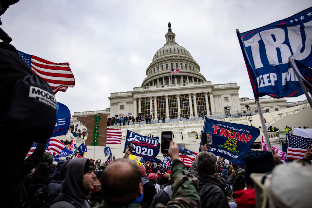 Pro-Trump supporters storm the U.S. Capitol following a rally with President Donald Trump on January 6, 2021 in Washington, DC. (Samuel Corum/Getty Images)