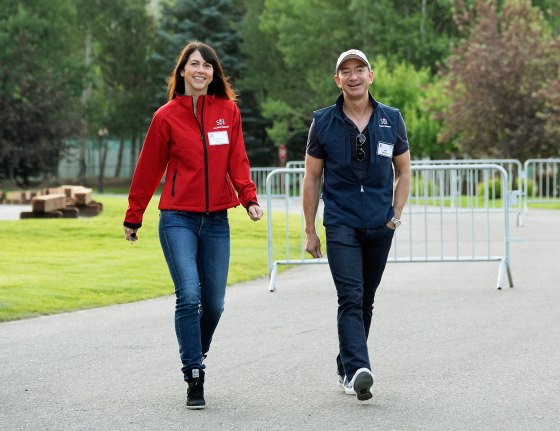 Mackenzie Scott and Jeff Bezos in Sun Valley, Idaho for the Allen & Co. annual conference on July 10, 2013.