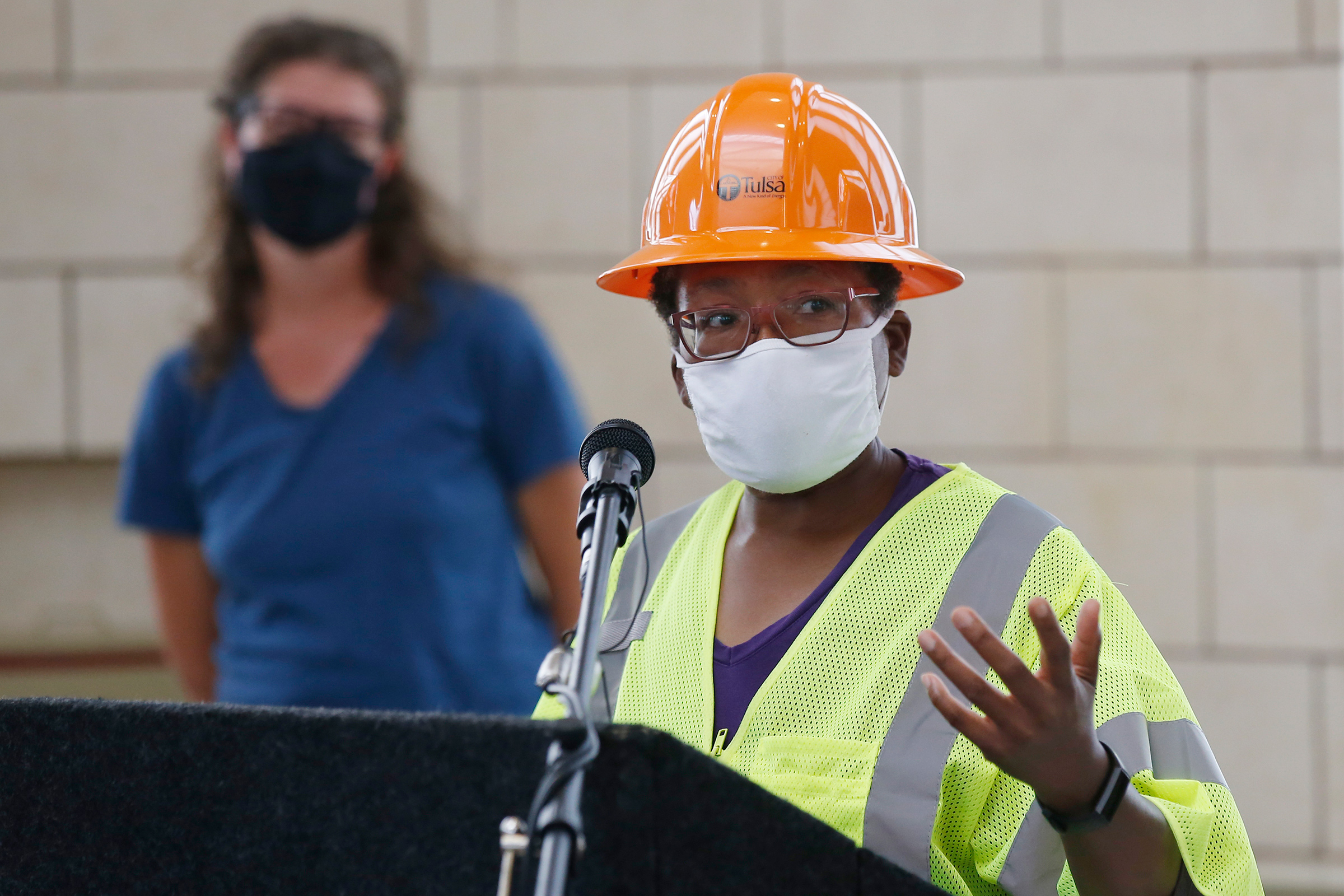 Stubblefield speaks during a news conference as work continues on an excavation of a potential unmarked mass grave from the 1921 Tulsa Race Massacre at Oaklawn Cemetery on July 14, 2020.
