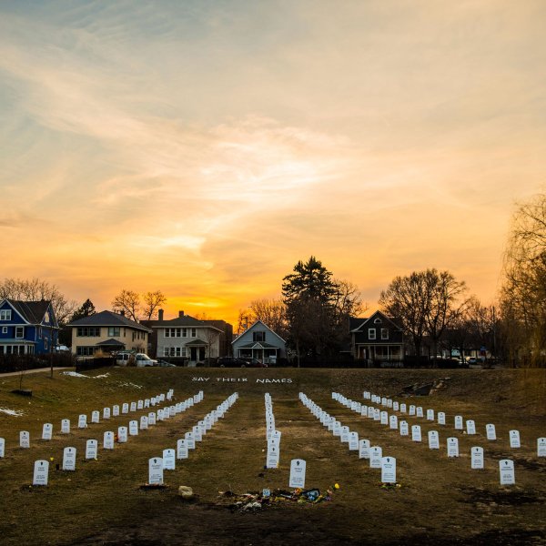 A view of  Say Their Names Cemetery  on March 9, 2021 in Minneapolis, Minnesota.