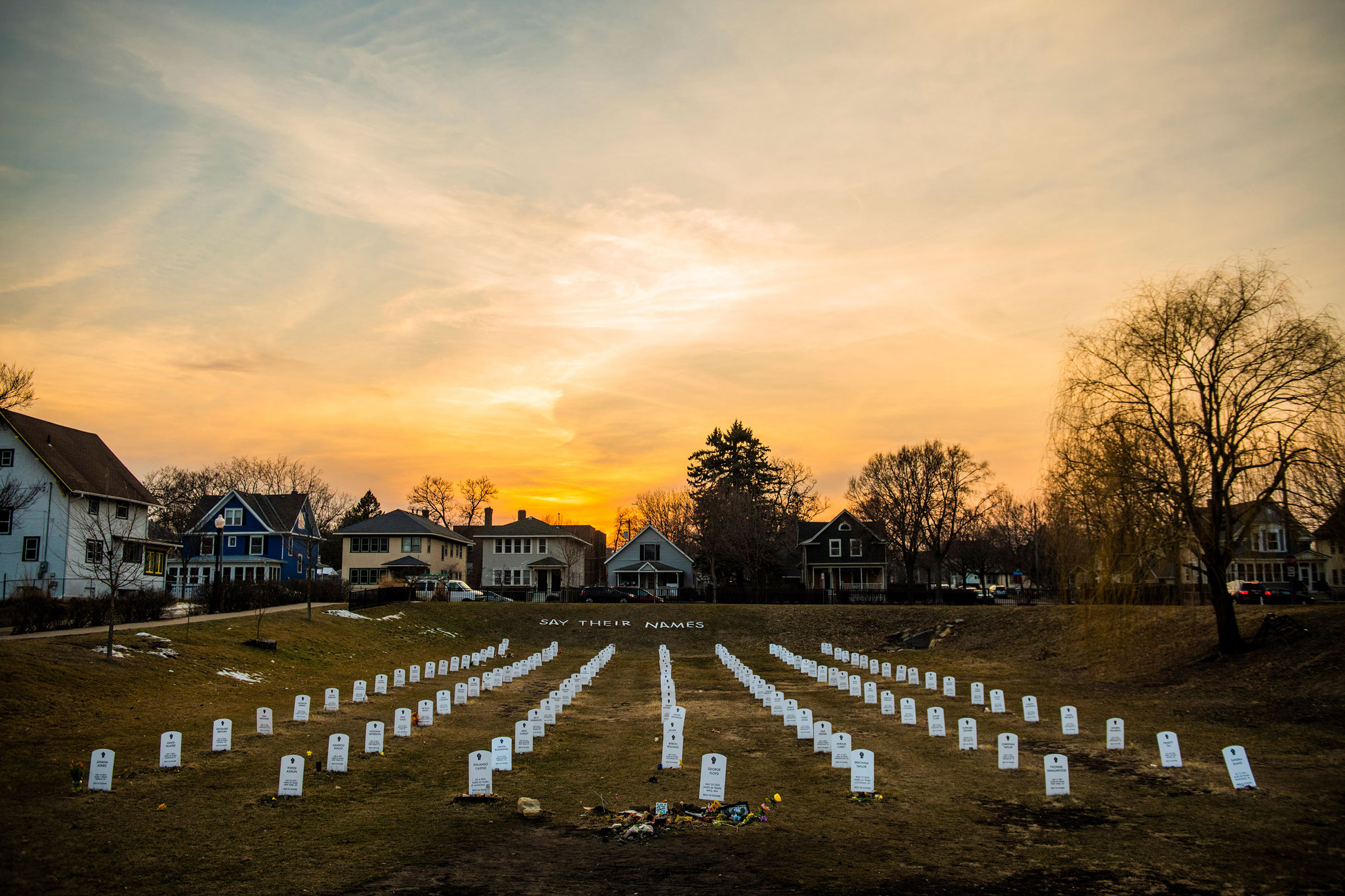 A view of "Say Their Names Cemetery" on March 9, 2021 in Minneapolis, Minnesota. (Chris Tuite—ImageSPACE/AP)