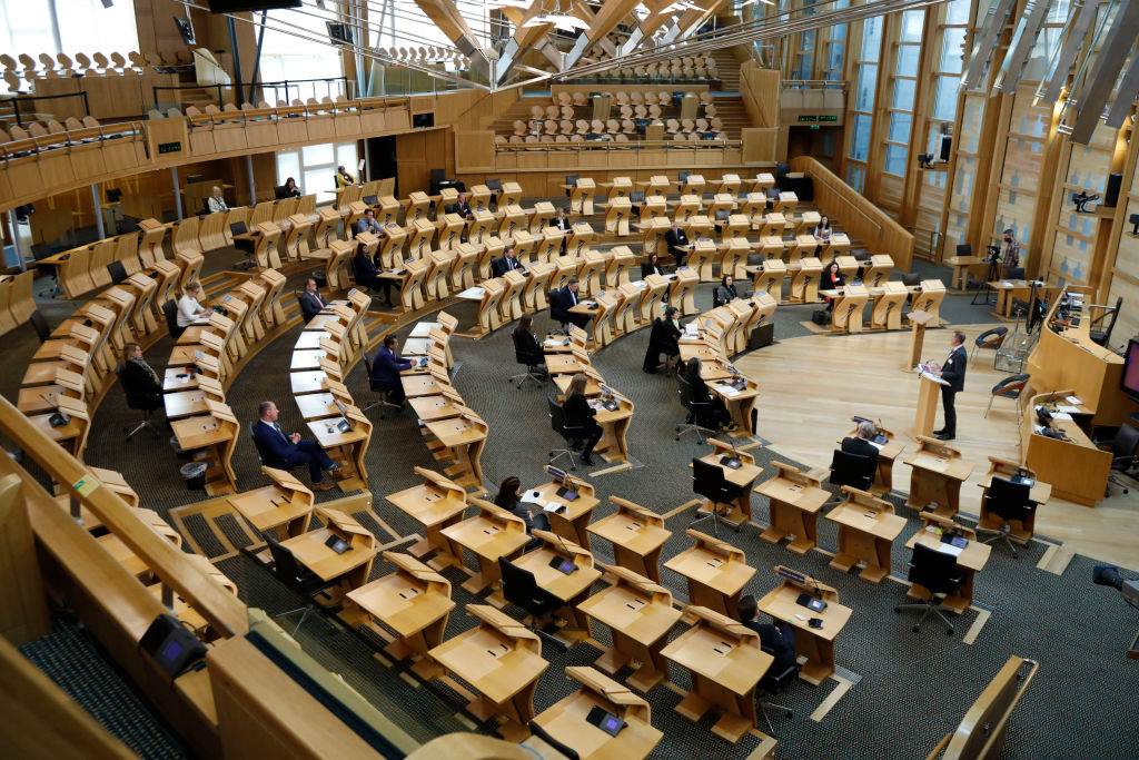 Newly elected members are welcomed to the Scottish Parliament chamber at Holyrood on May 10, 2021 in Edinburgh, Scotland. (Andrew Cowan - Pool/Getty Images)
