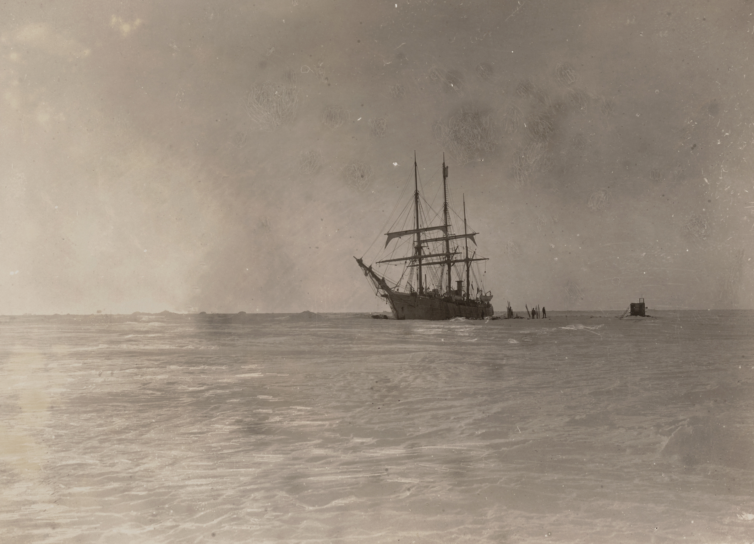 The Belgica, stuck fast in the pack ice of Antarctica's Bellingshausen sea, in 1898. Library of Congress. Frederick A. Cook Society. (Library of Congress / Frederick A. Cook Society)