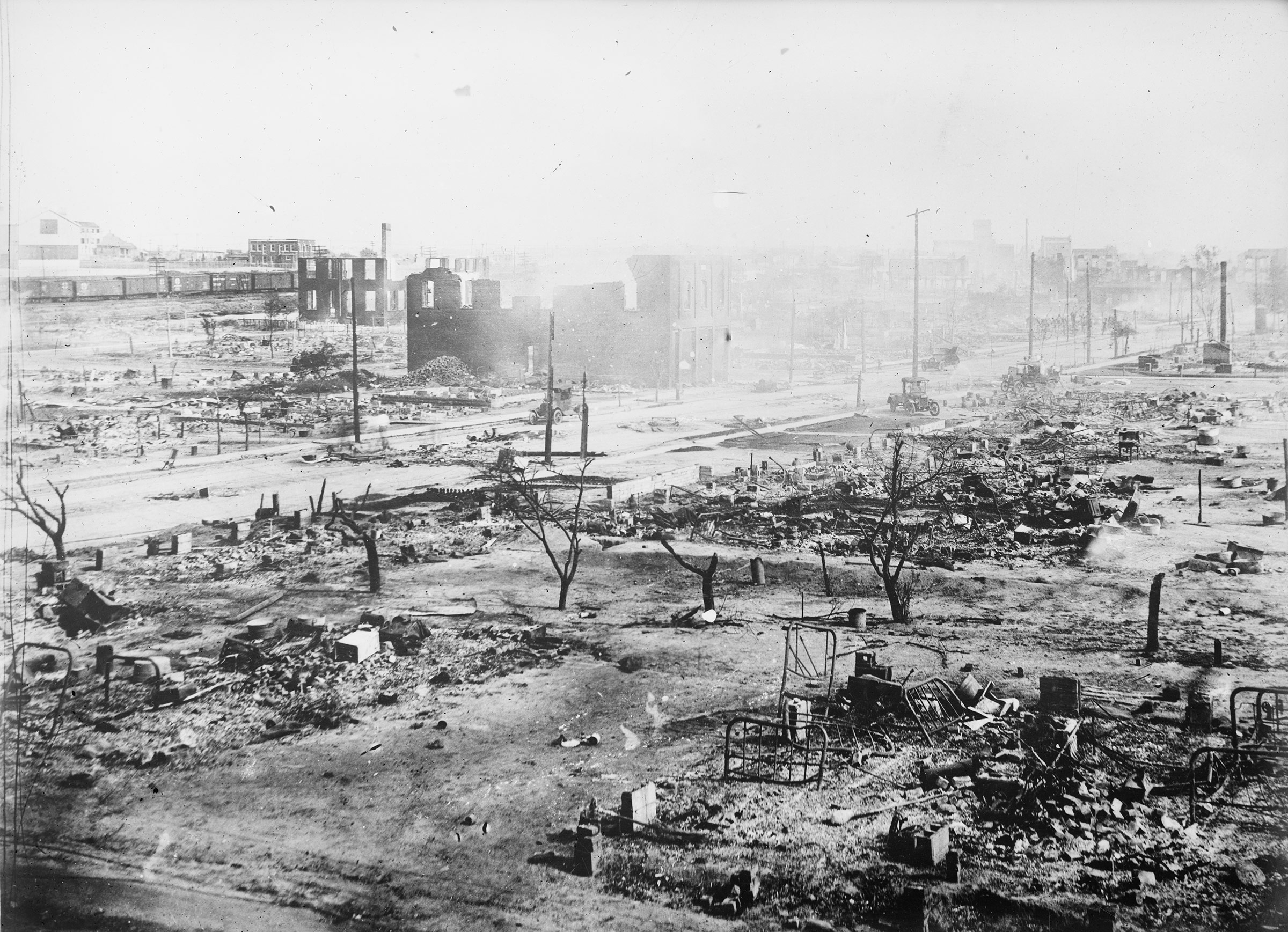 The Greenwood district of Tulsa, Okla., in 1921, after the Tulsa Race Massacre.