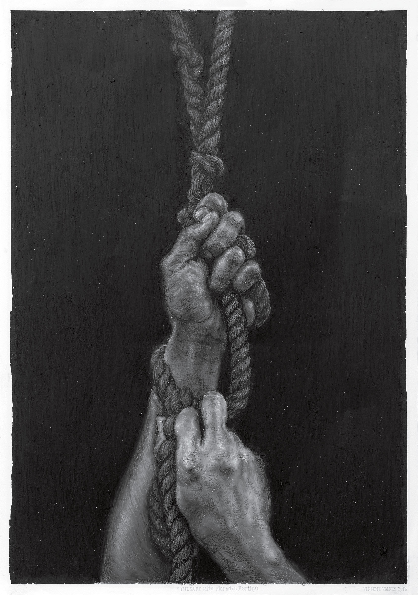 The Rope (After Marsden Hartley), oil pastel/paper | 2018 (Artwork by Vincent Valdez)