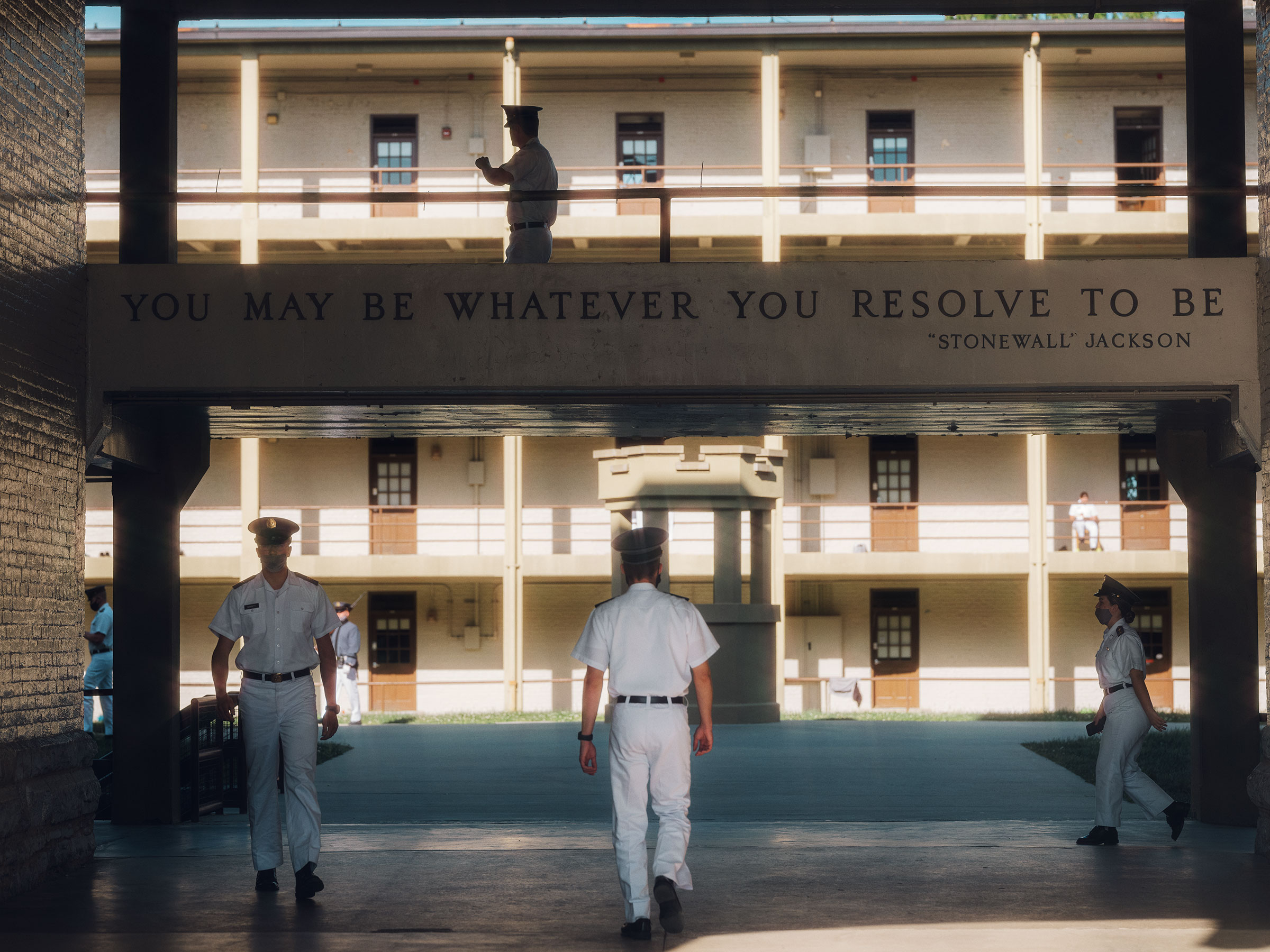 VMI’s board voted in May to strip Jackson’s name from the mantra adorning the barracks. (Jared Soares for TIME)