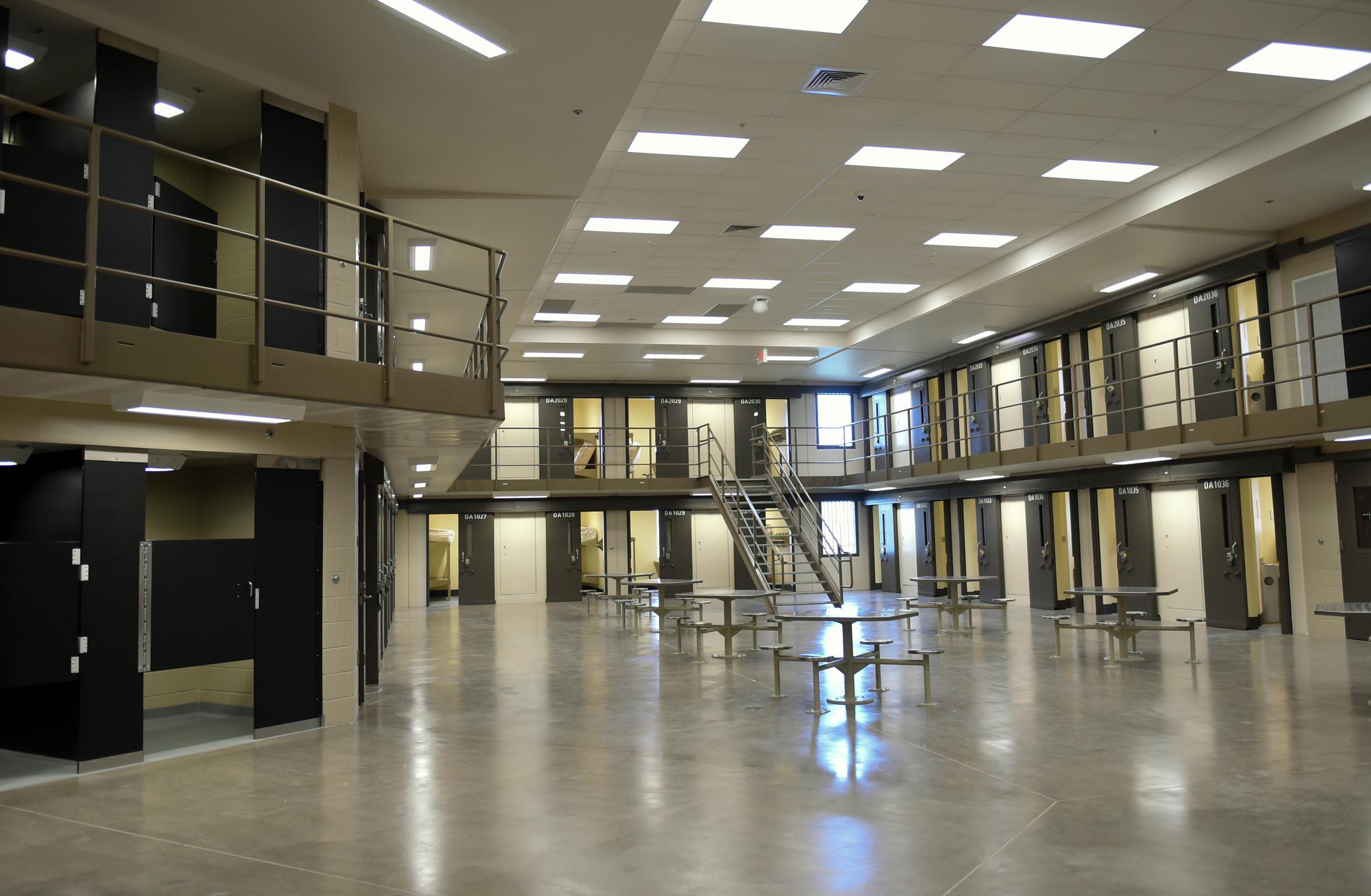 Inside block D during an open house at the new State Correctional Institution at Phoenix Friday. Photo by Lauren A. Little  6/1/2018