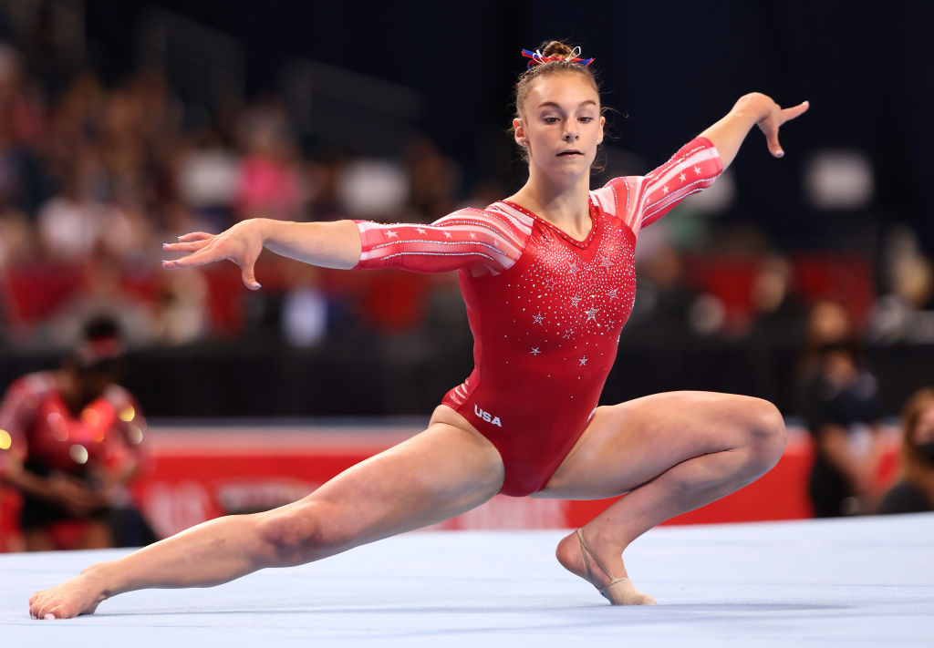 Grace McCallum competes in the floor exercise during the Women's competition of the 2021 U.S. Gymnastics Olympic Trials at America’s Center on June 27, 2021 in St Louis, Missouri. (Jamie Squire/Getty Images—2021 Getty Images)