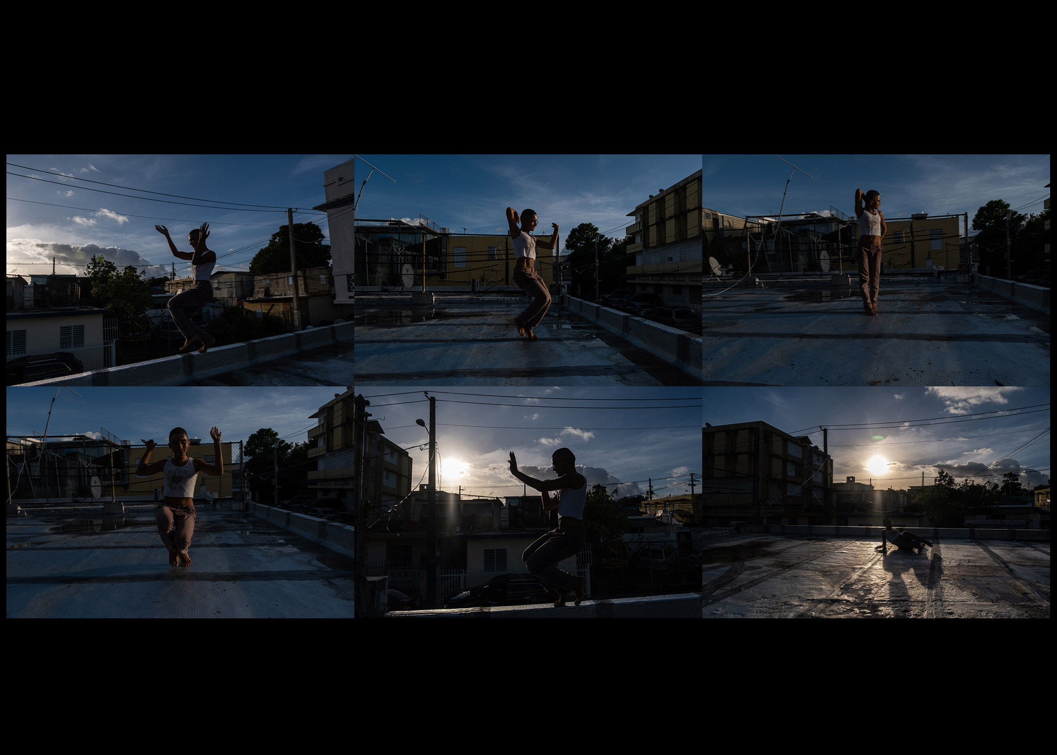 Beibijavi, 22, practices voguing on the rooftop of their neighbors’ apartment in Rio Piedras, San Juan, Puerto Rico. (Gabriella N. Báez—Magnum Foundation)