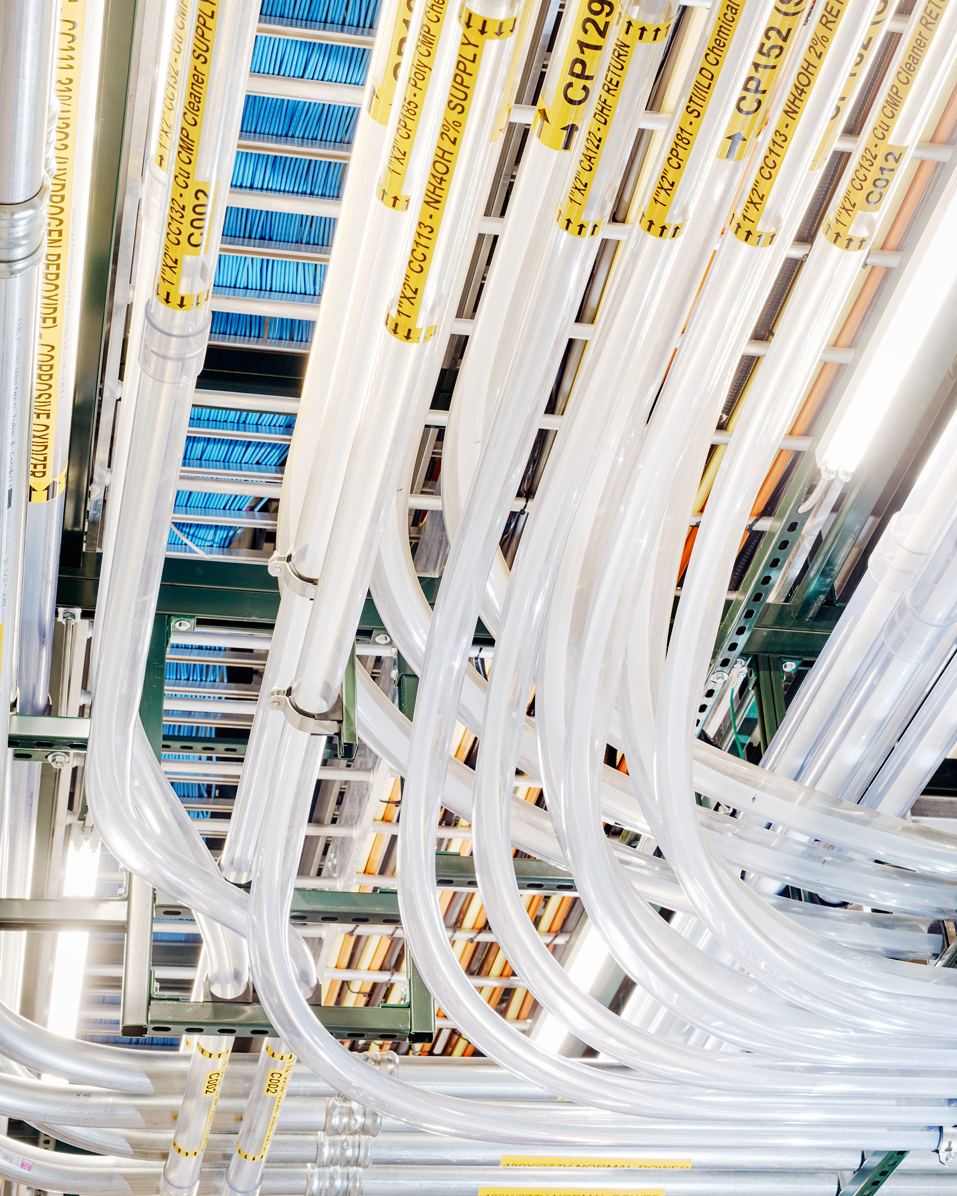 Chemical lines in the Globalfoundries fab in Malta, N.Y. (Thomas Prior for TIME)