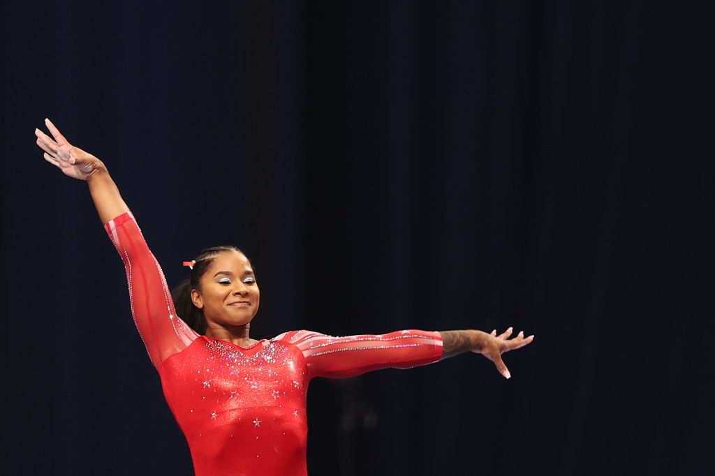 Jordan Chiles competes on the vault during the Women's competition of the 2021 U.S. Gymnastics Olympic Trials at America’s Center on June 27, 2021 in St Louis, Missouri. (Carmen Mandato/Getty Images—2021 Getty Images)