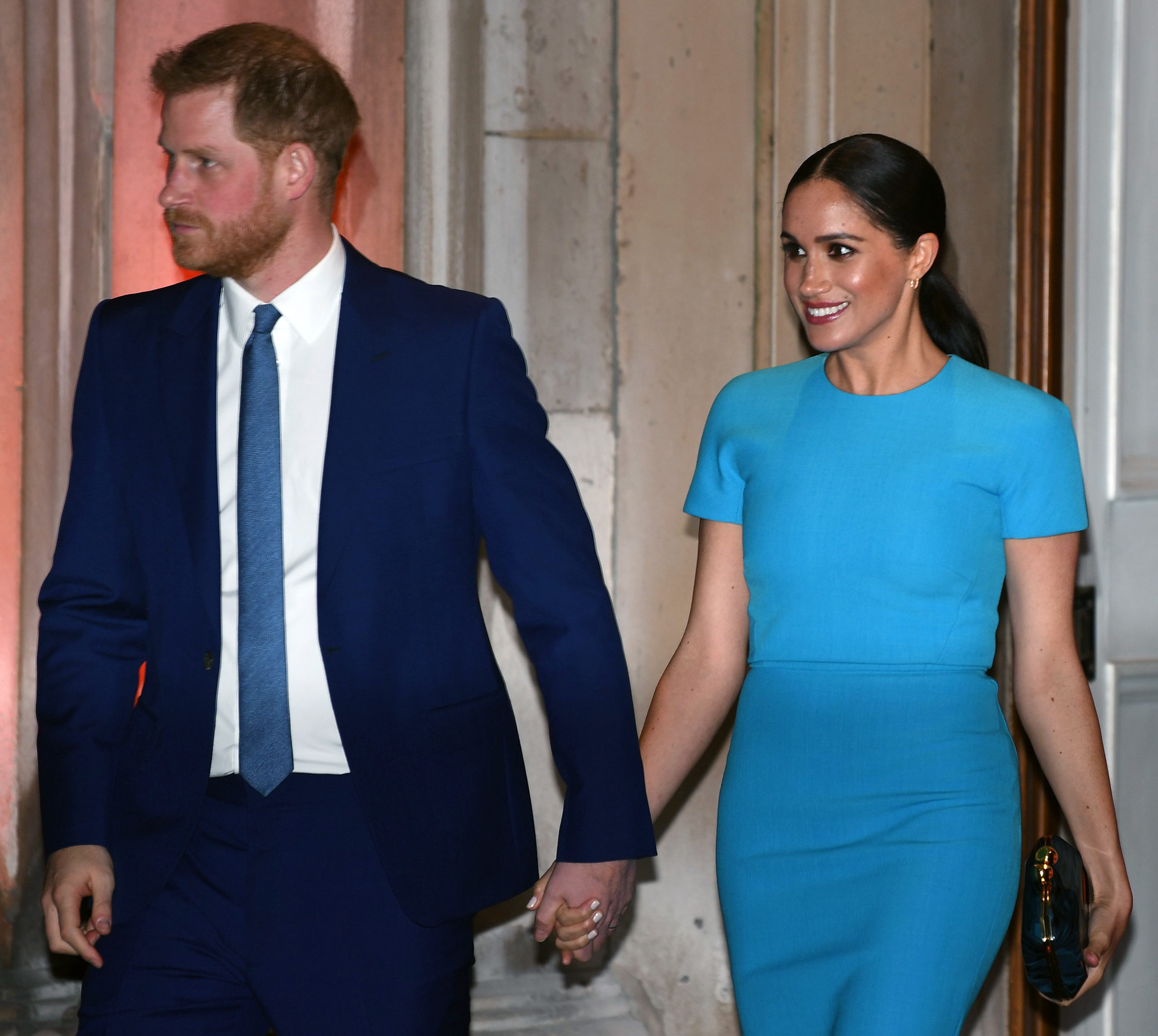 Prince Harry and Meghan Markle leave after attending the Endeavour Fund Awards at Mansion House in London on March 5, 2020. (Daniel Leal-Olivas—AFP/Getty Images)