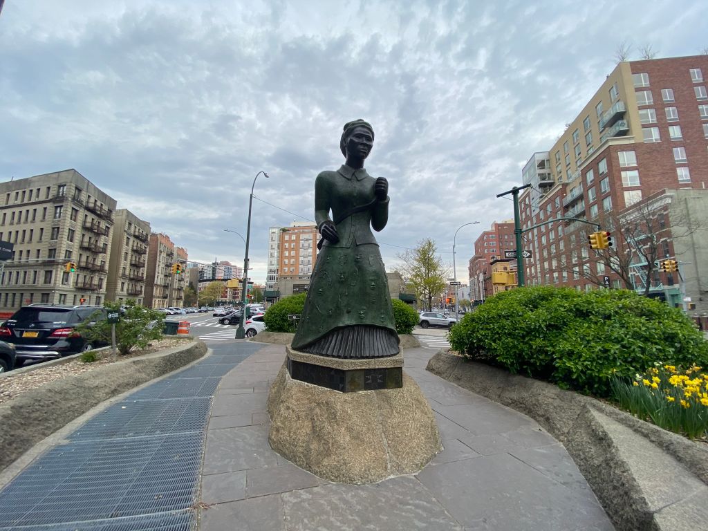 A view of the Harriet Tubman Memorial in Harlem during the coronavirus pandemic on April 23, 2020 in New York City. COVID-19 has spread to most countries around the world, claiming over 189,000 lives with infections over 2.7 million people. (Photo by Rob Kim/Getty Images)