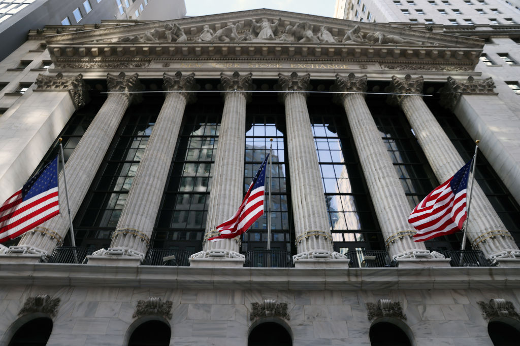 The New York Stock Exchange (NYSE) stands in the Financial District in Manhattan (Photo by Spencer Platt/Getty Images)