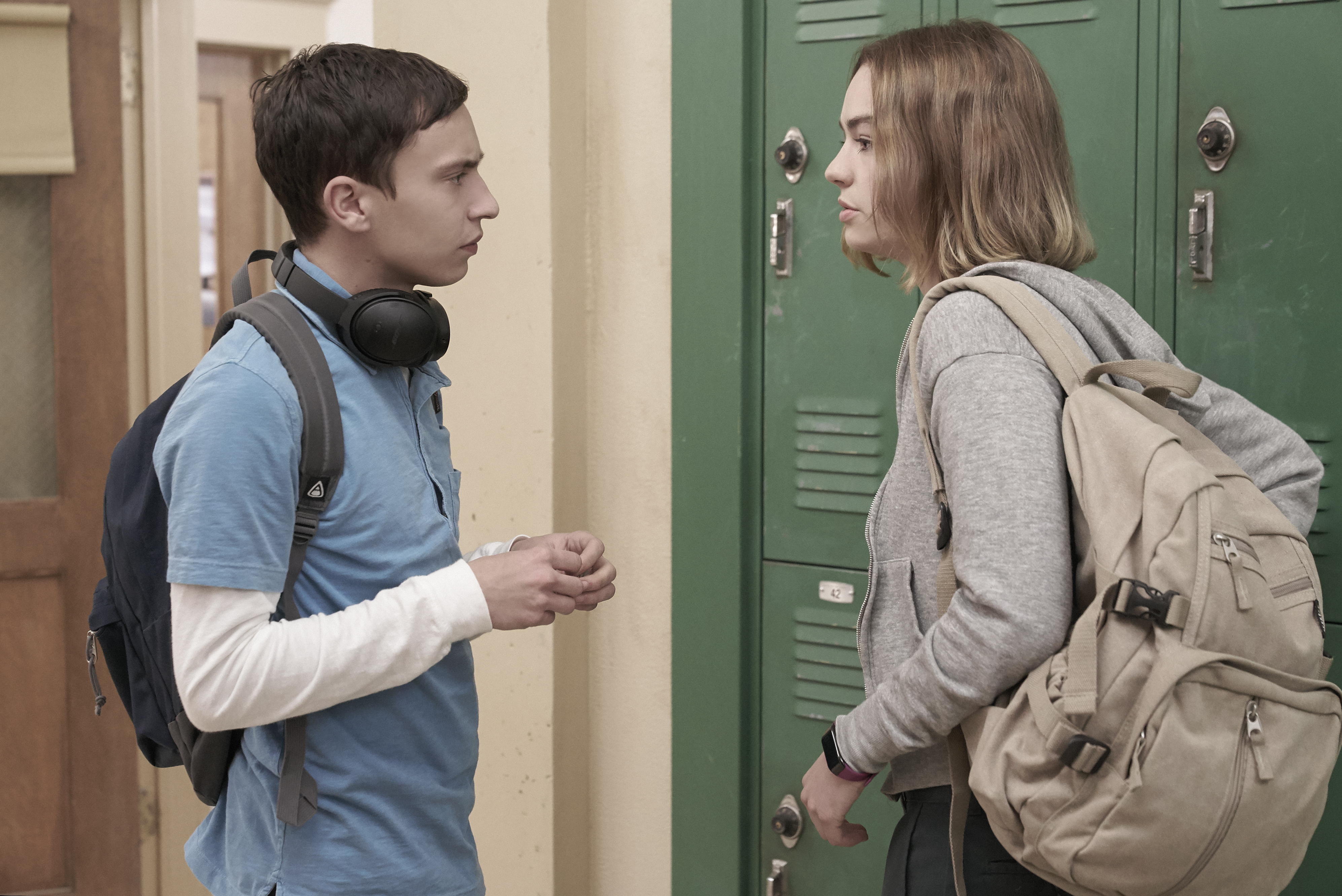 Keir Gilchrist and Brigette Lundy Paine in Season 1 of 'Atypical' (Greg Gayne/Netflix)